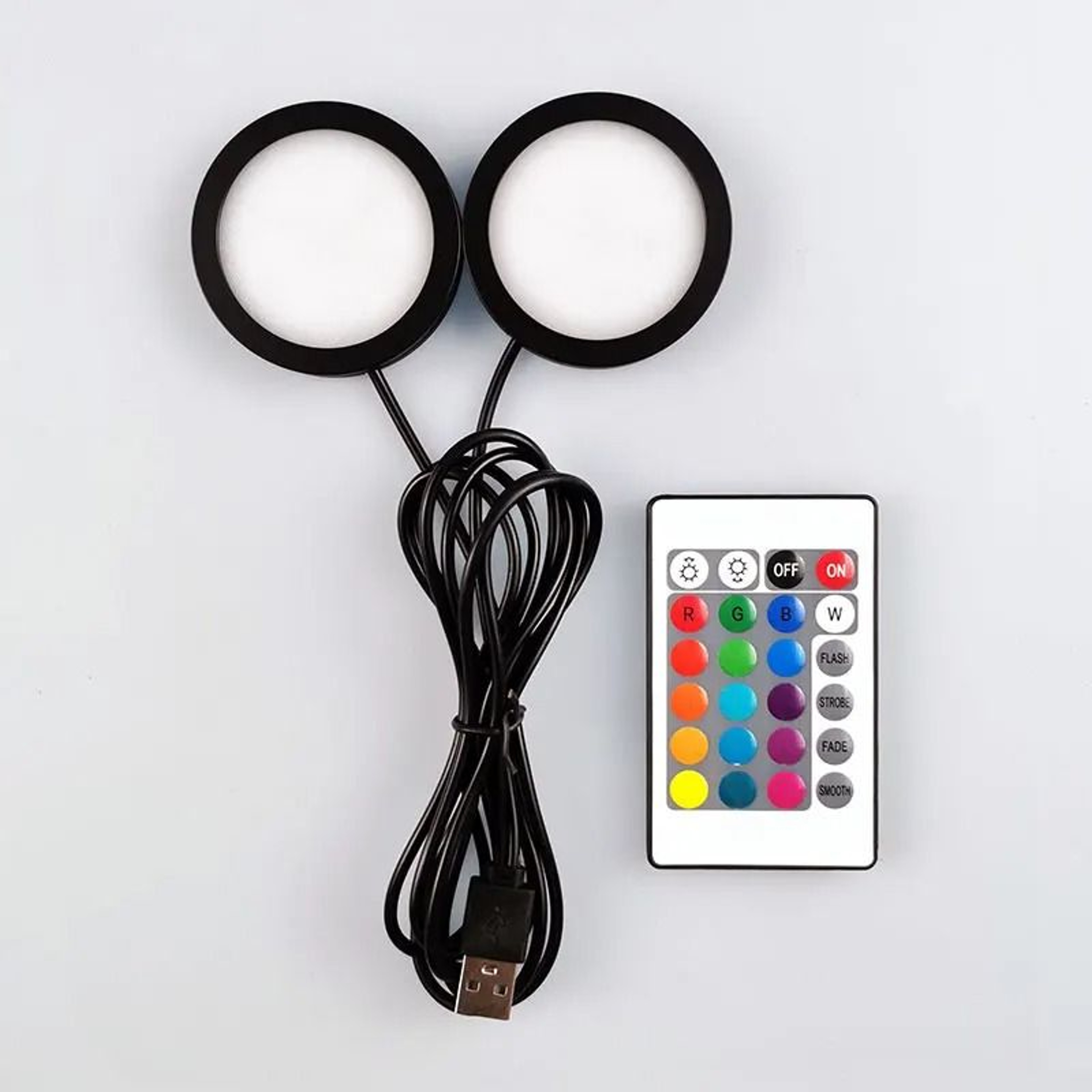Dual LED USB Mini Spotlights With RGB Remote Control For Jewelry Cabinets  Showcases 9
