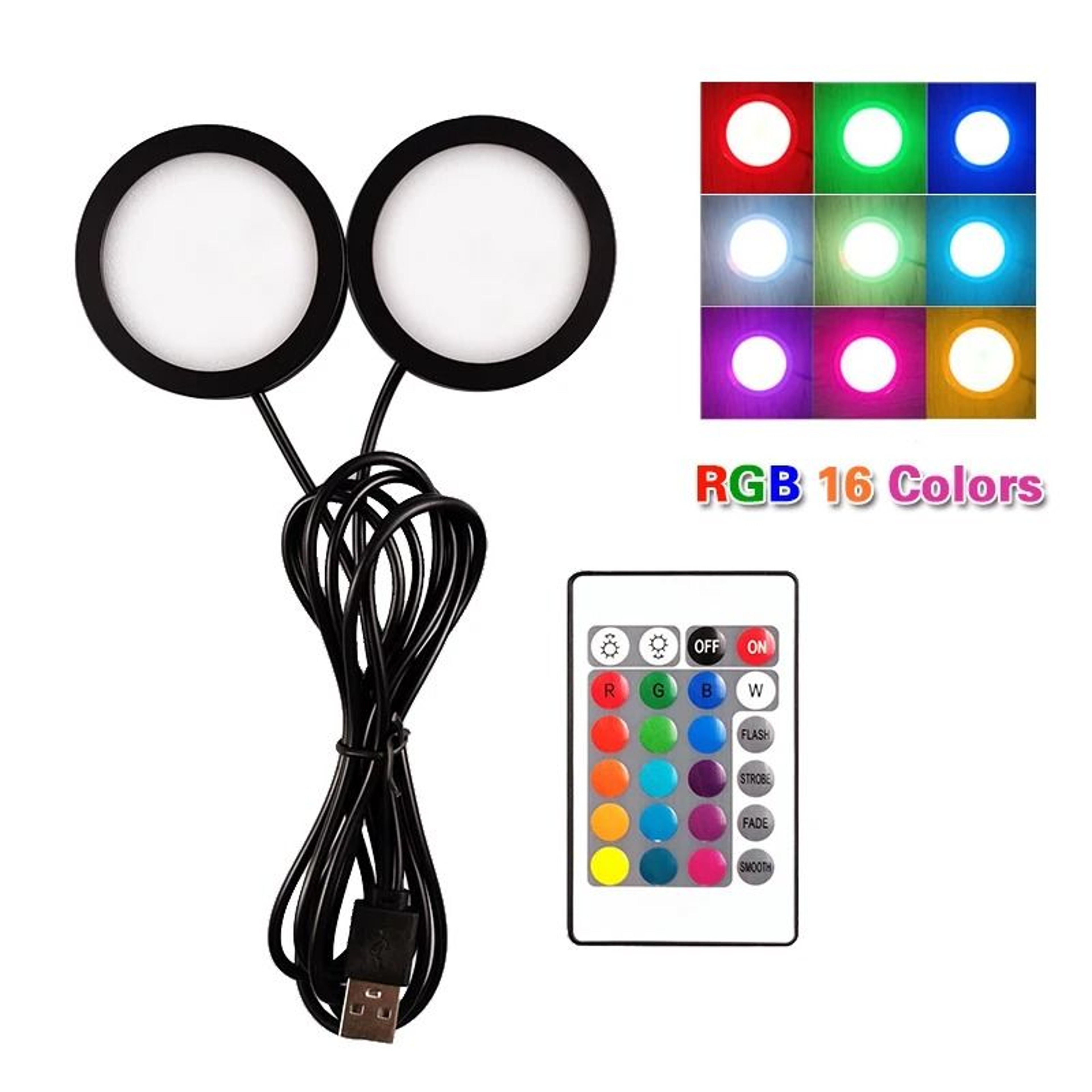 Dual LED USB Mini Spotlights With RGB Remote Control For Jewelry Cabinets  Showcases 0