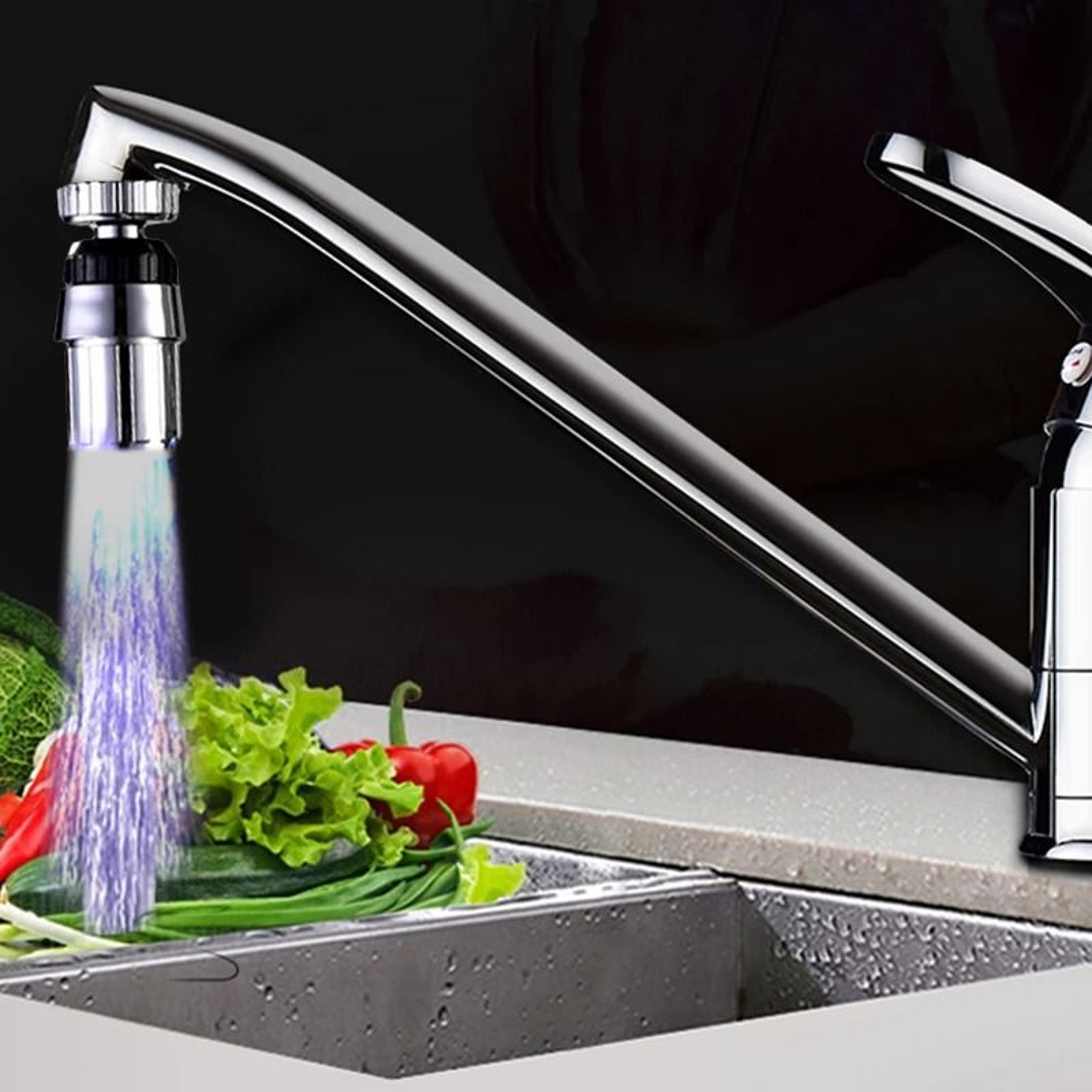 360 Rotatable TemperatureSensitive LED Faucet Light  Aerator Nozzle 4