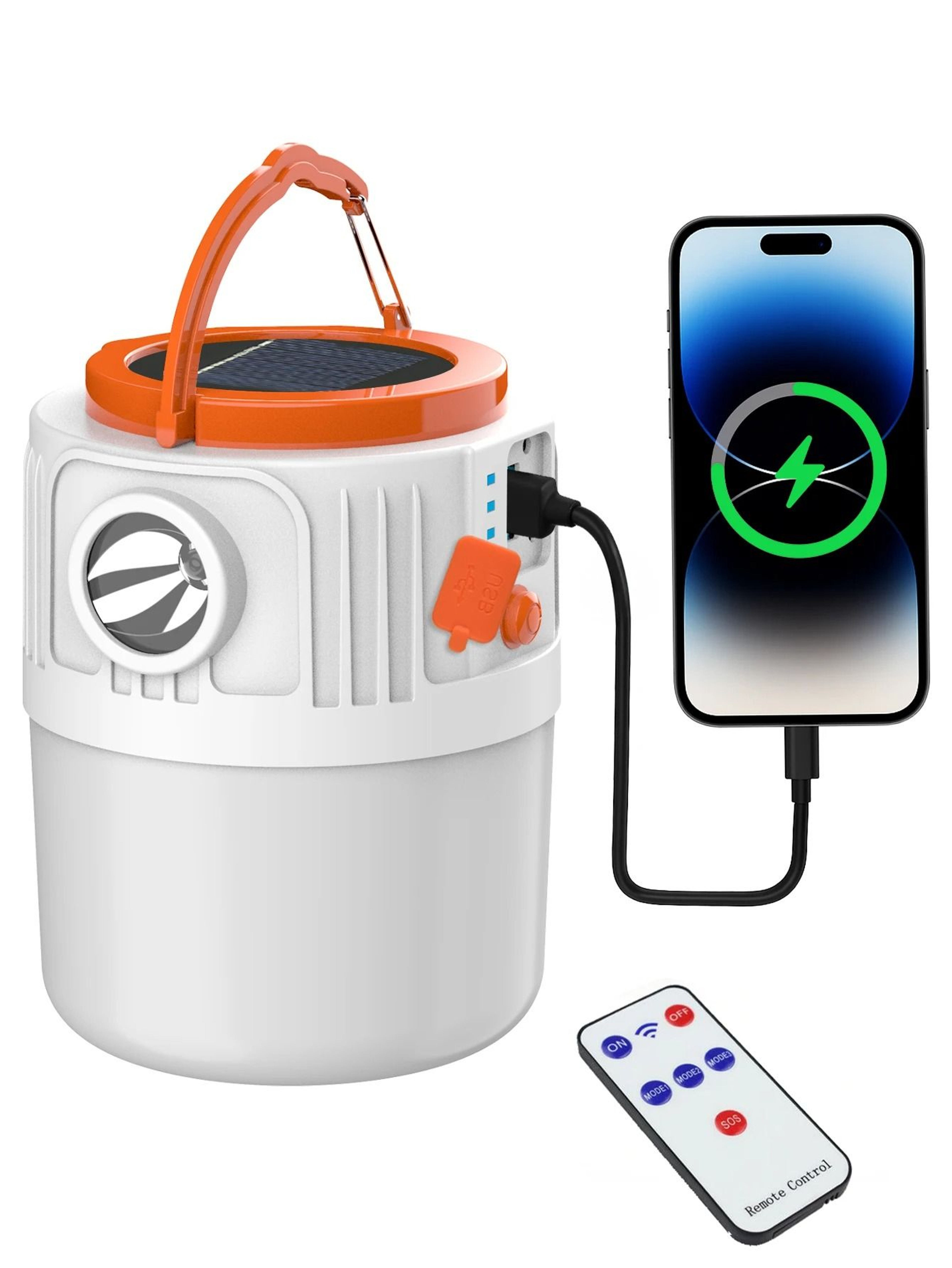 Solar Powered LED Camping Lantern With USB Power Bank Mobile Phone Charger 0