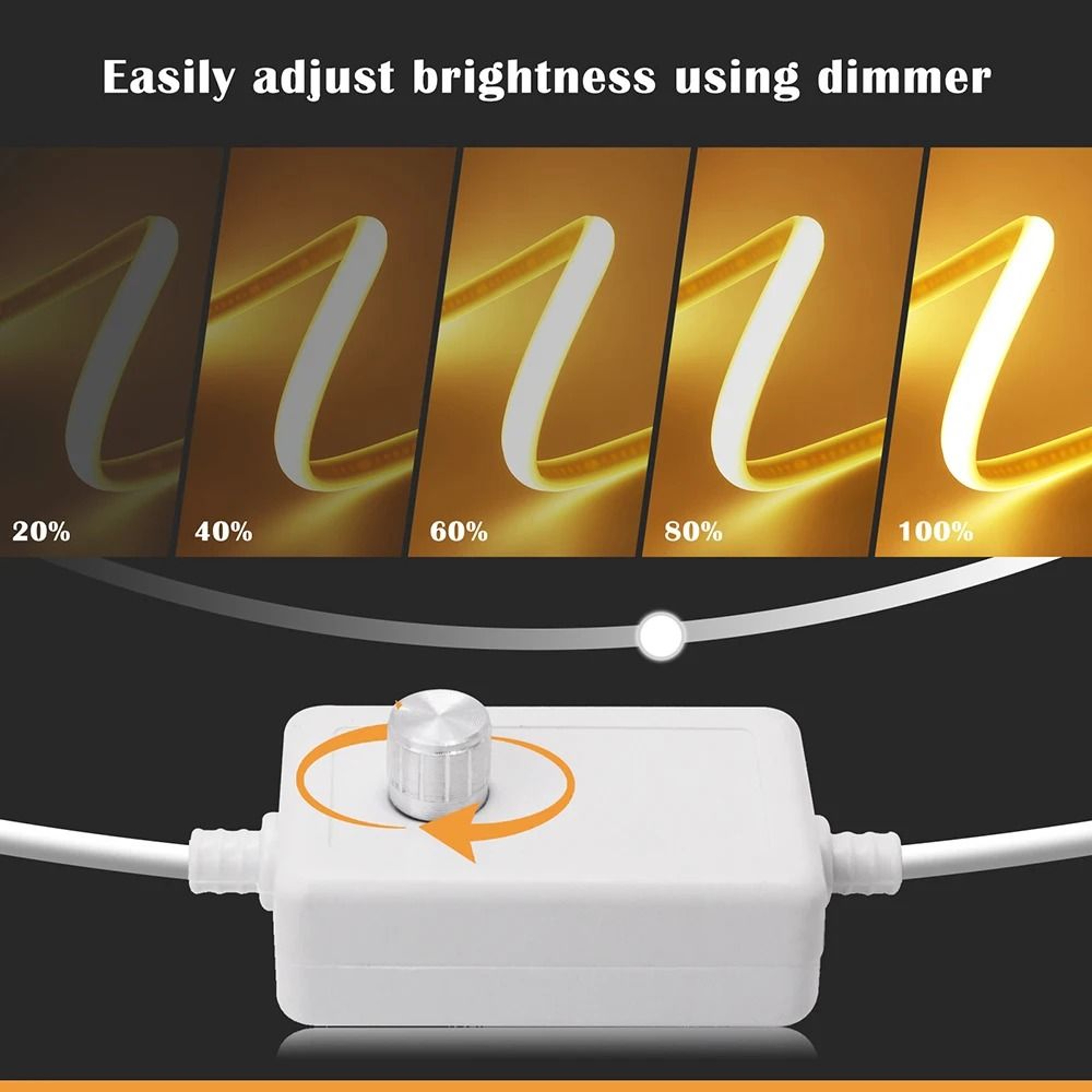 220V HighDensity COB LED Light Strip Kit With Inline Dimmer Switch  EU Plug 2