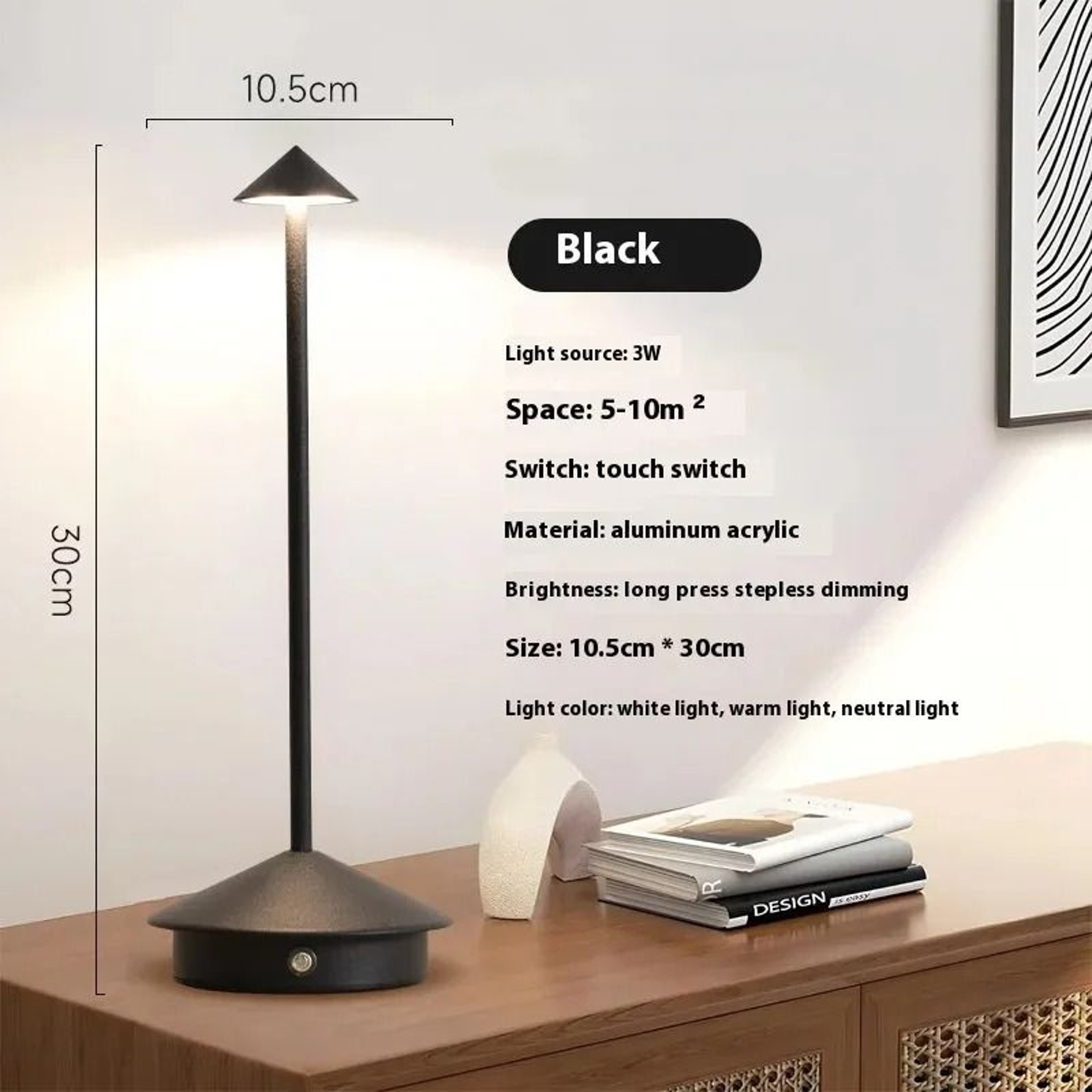 Modern Cordless LED Pina Table Lamp Rechargeable Touch Control Desk Light 8