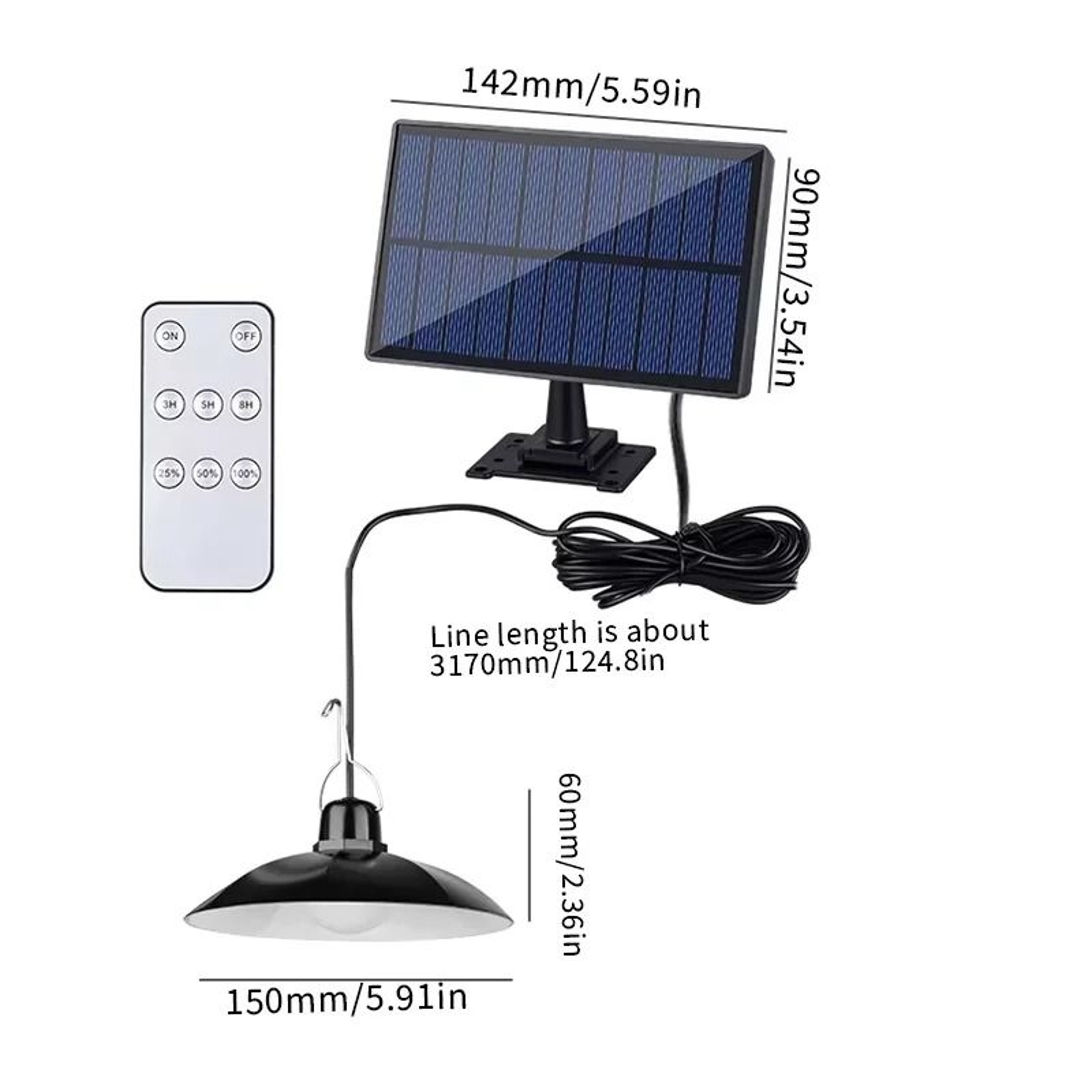 SplitType Dual Head Solar Pendant Light With Remote Control Indoor  Outdoor Waterproof 6