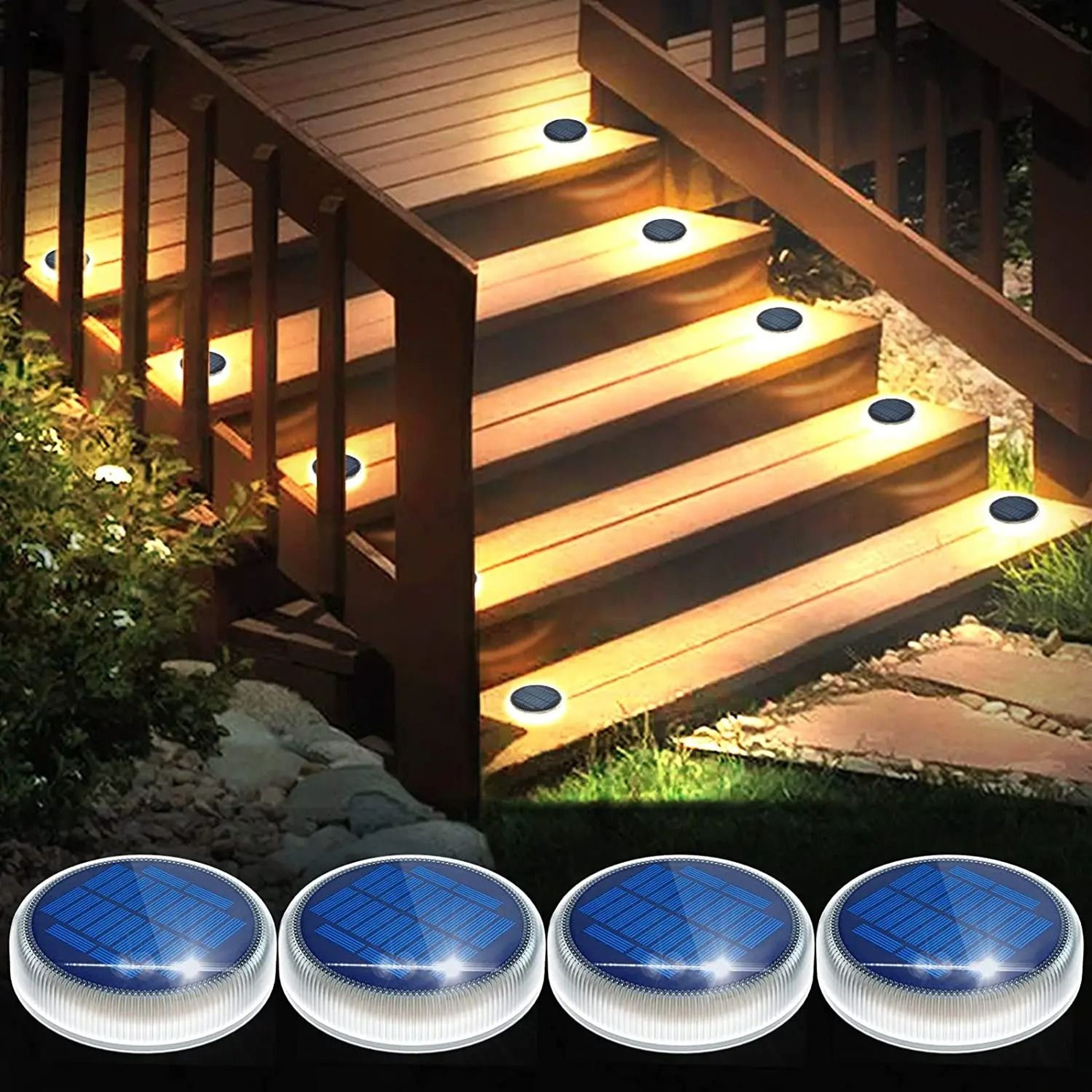 HeavyDuty Solar Deck  Driveway Dock Lights 4 Pack  Blue LED IP68 Waterproof 6