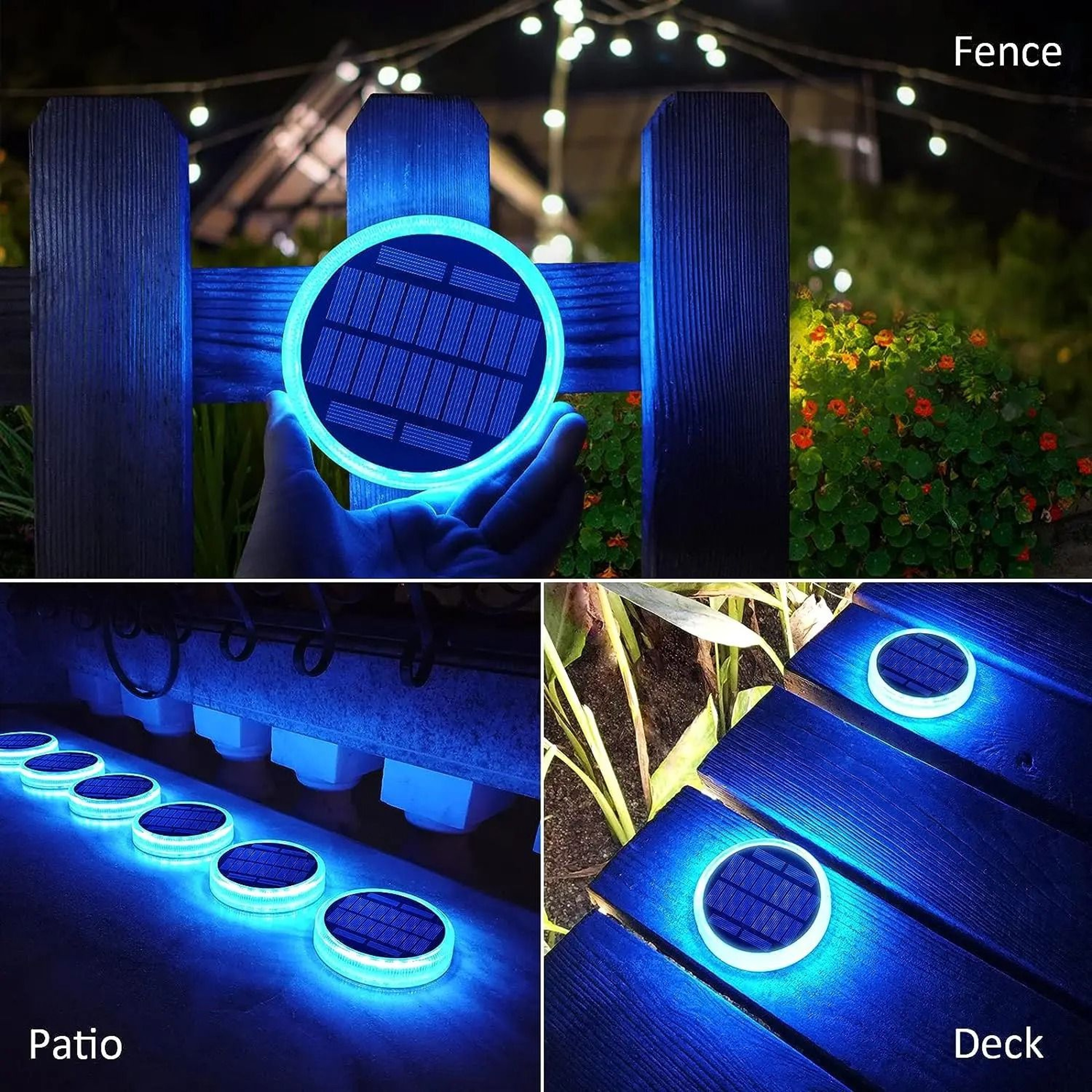 HeavyDuty Solar Deck  Driveway Dock Lights 4 Pack  Blue LED IP68 Waterproof 4