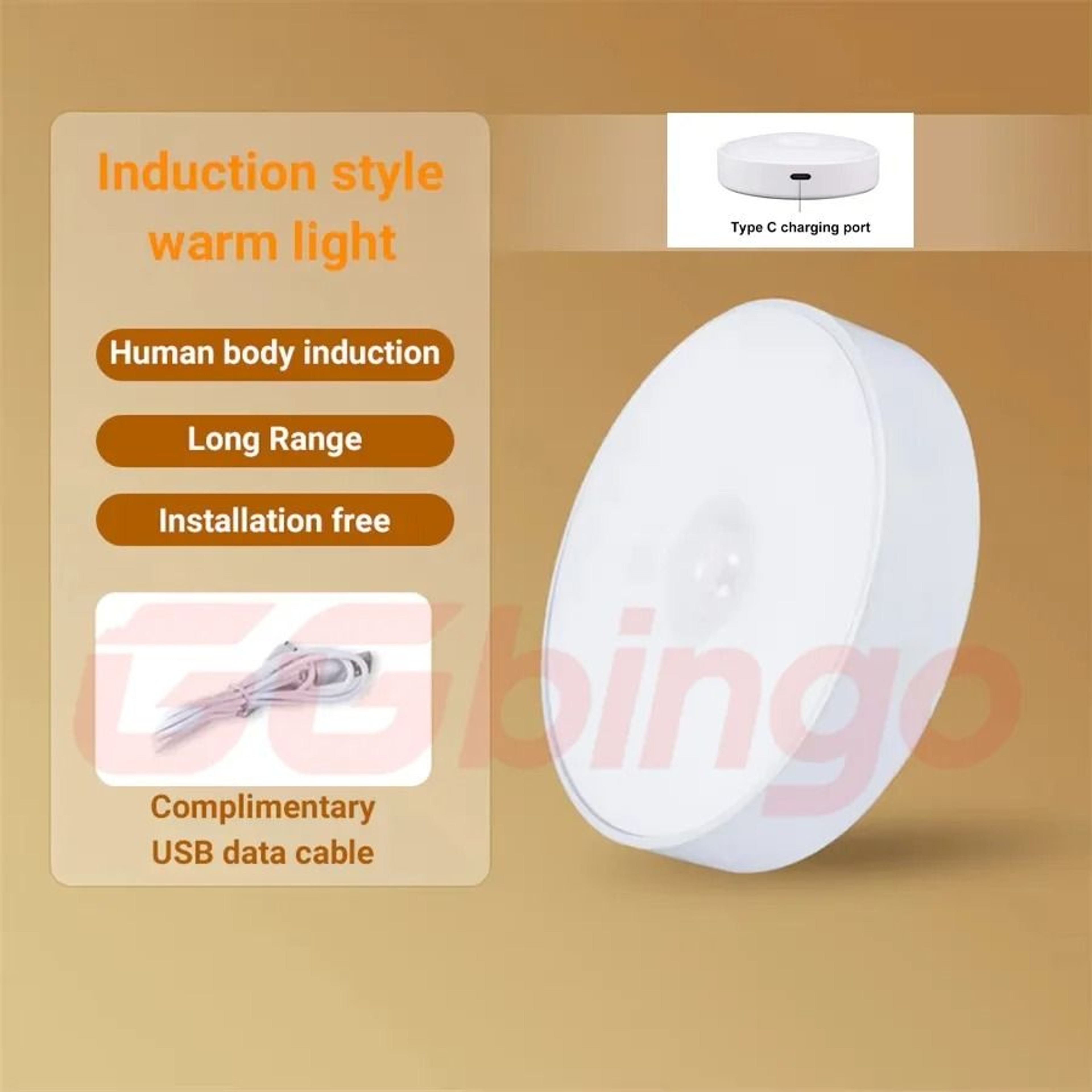 GGbingo TypeC Rechargeable Wireless Motion Sensor LED Cabinet  Closet Light 6