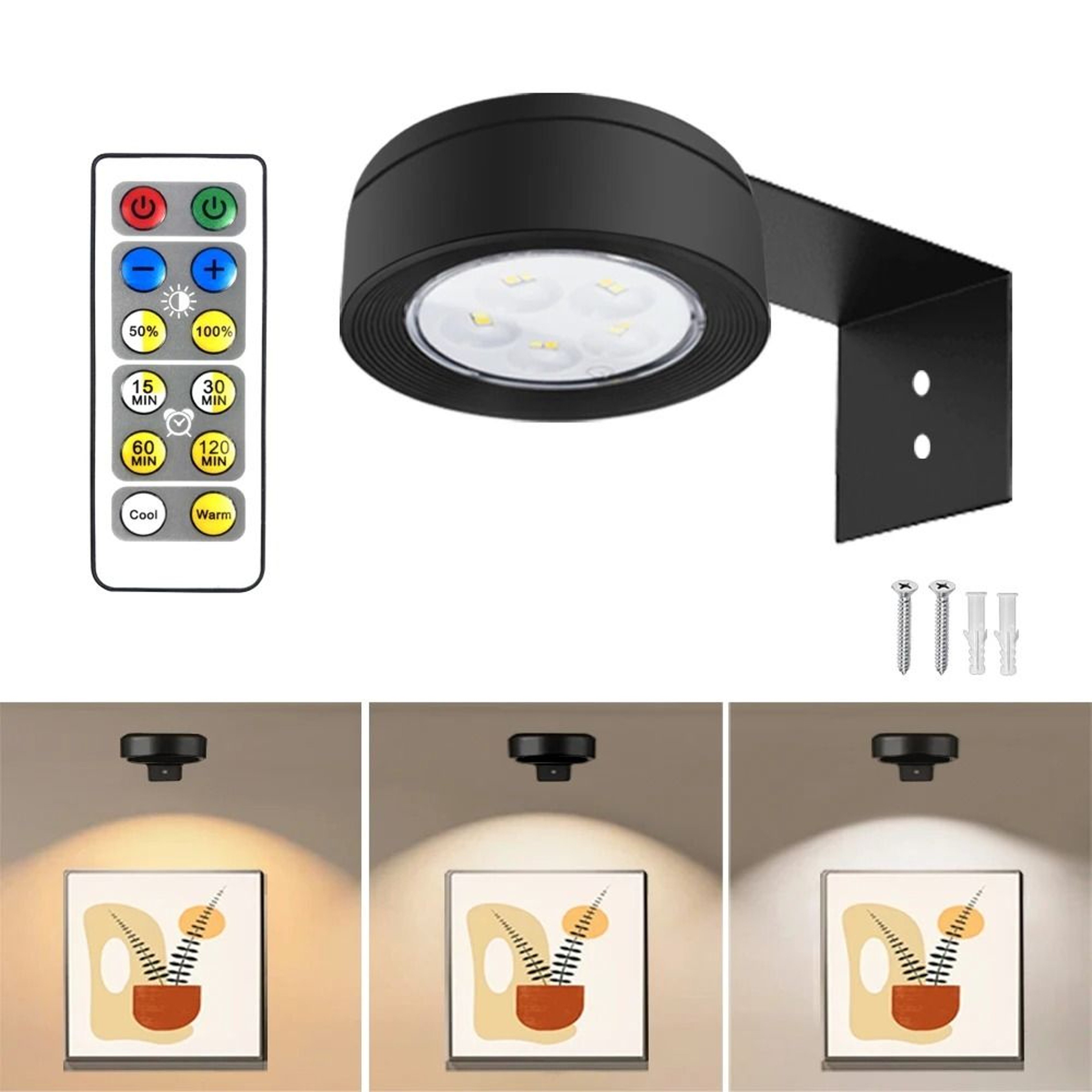 3Color LED Painting Frame Light With Remote  Touch Dimming Battery Powered 6