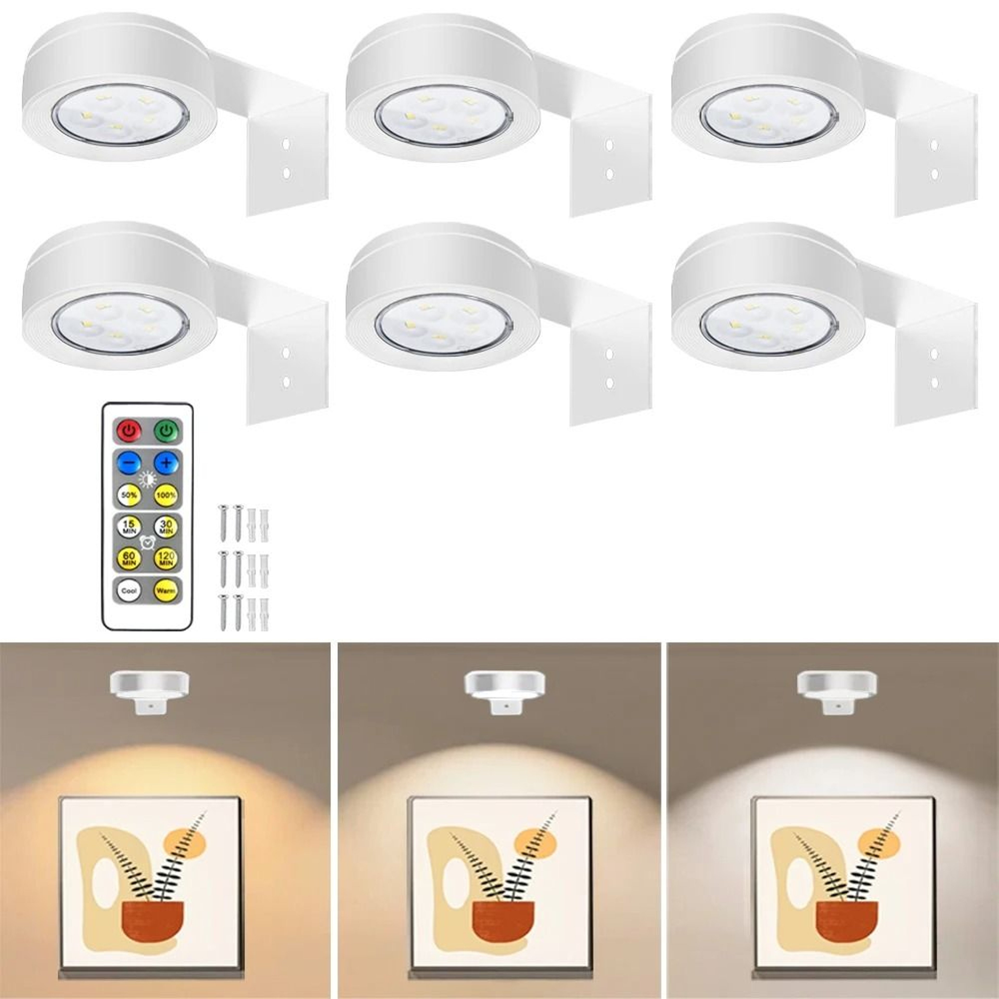 3Color LED Painting Frame Light With Remote  Touch Dimming Battery Powered 11