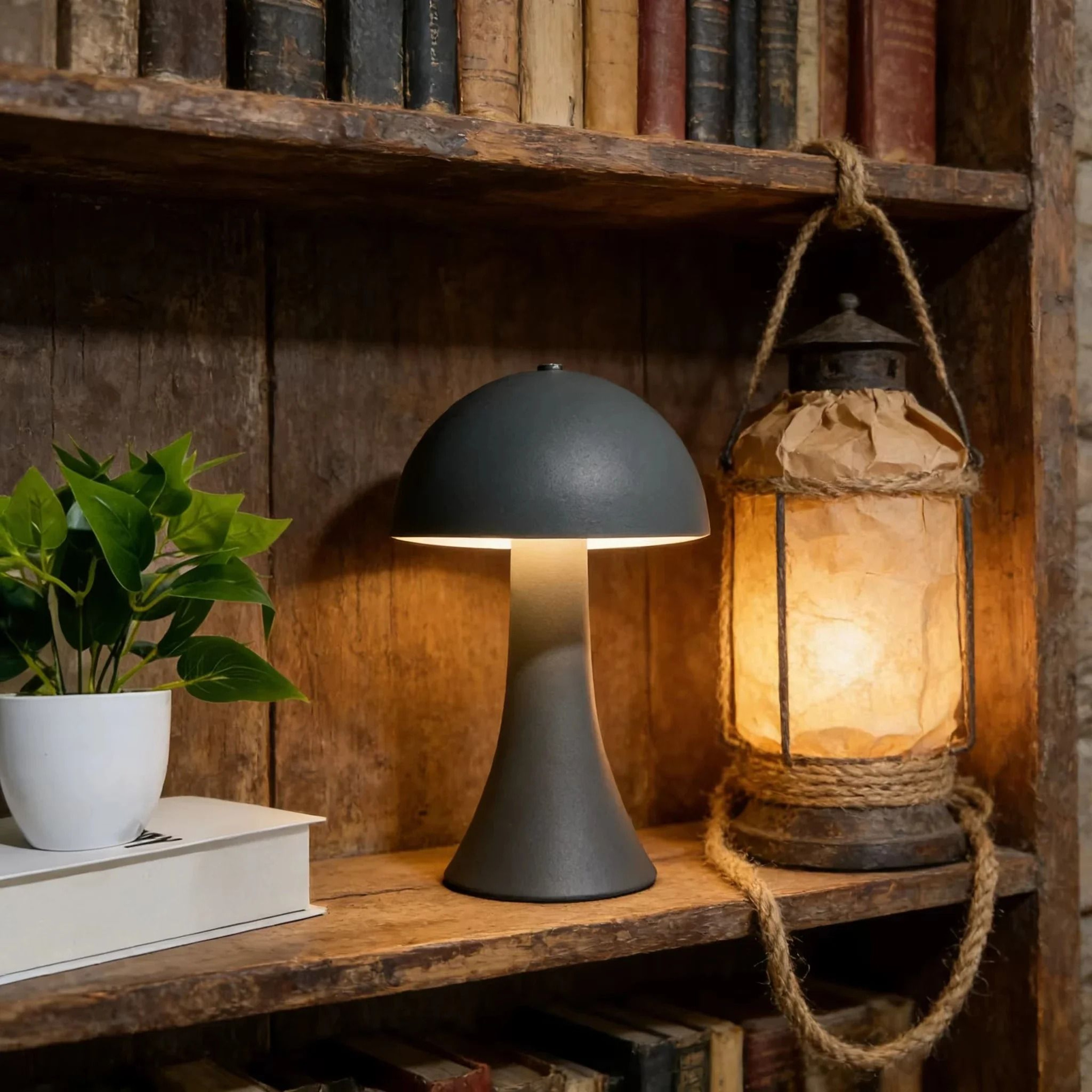 Vintage Mushroom Ambient Table Lamp With Touch Sensor  USB Rechargeable Battery 3
