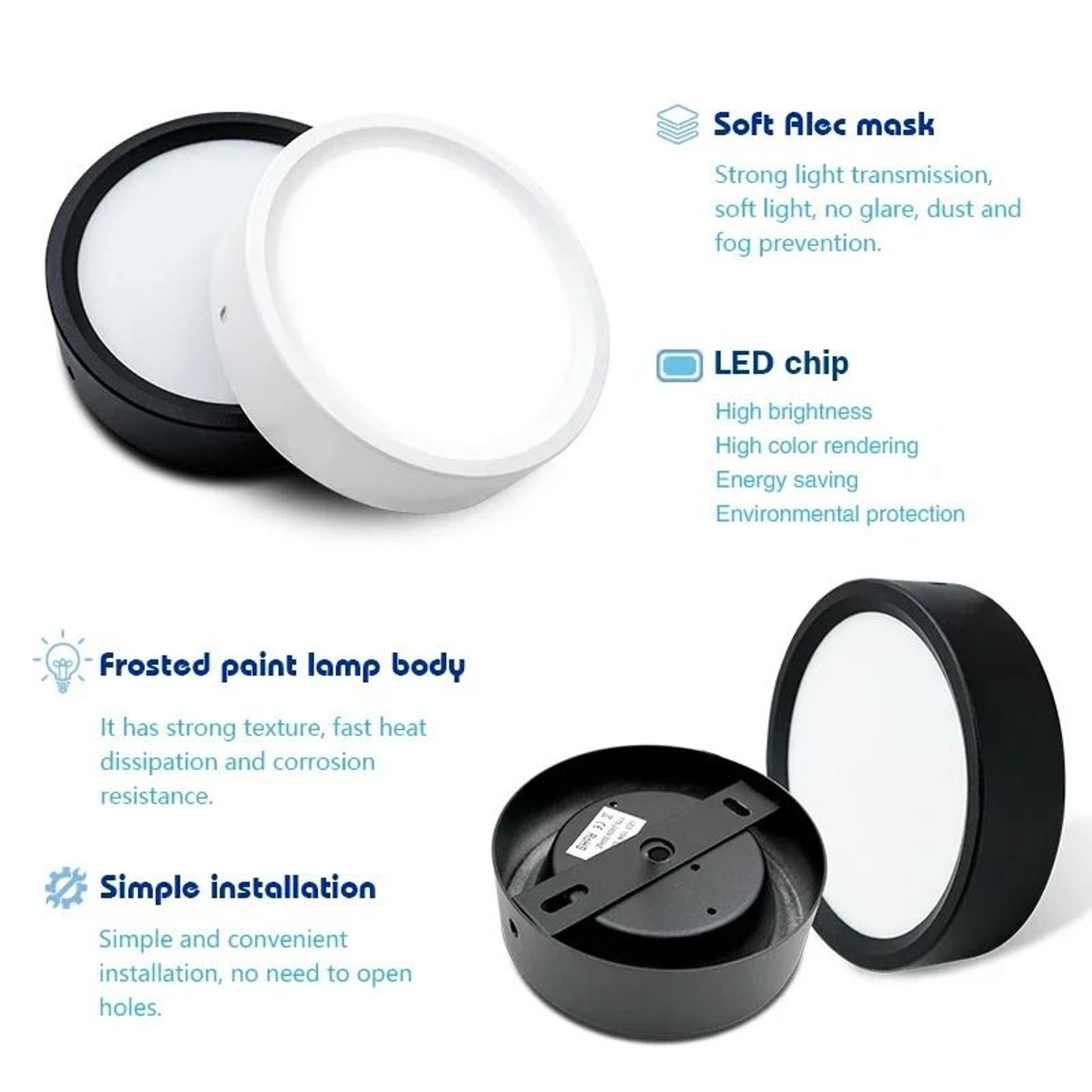 Surface Mounted LED Ceiling Panel Downlight NoCutout Spotlight Fixture 2