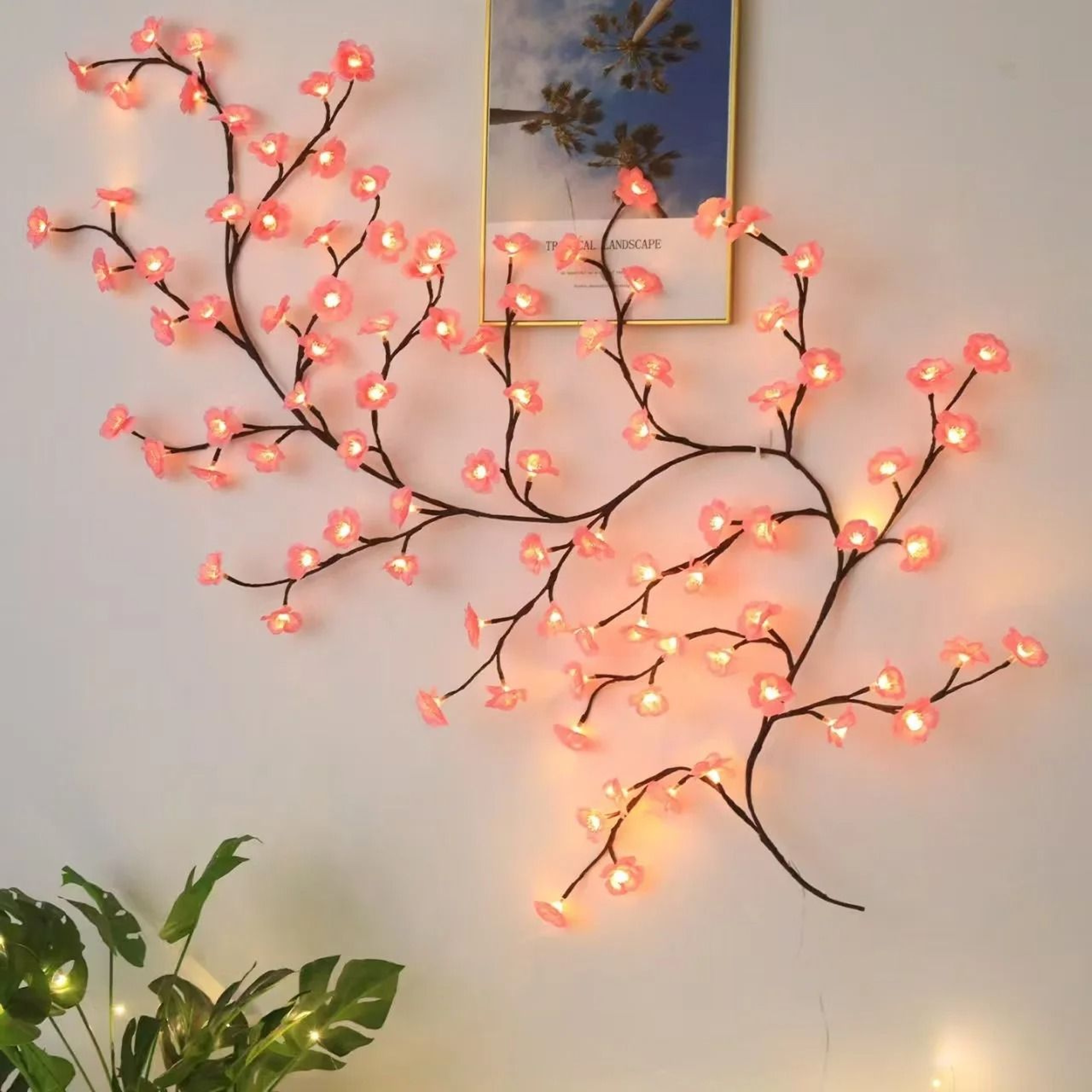 Artificial Flower Vine Cherry Blossom Fairy String Lights USB 5V 8 Lighting Modes 5