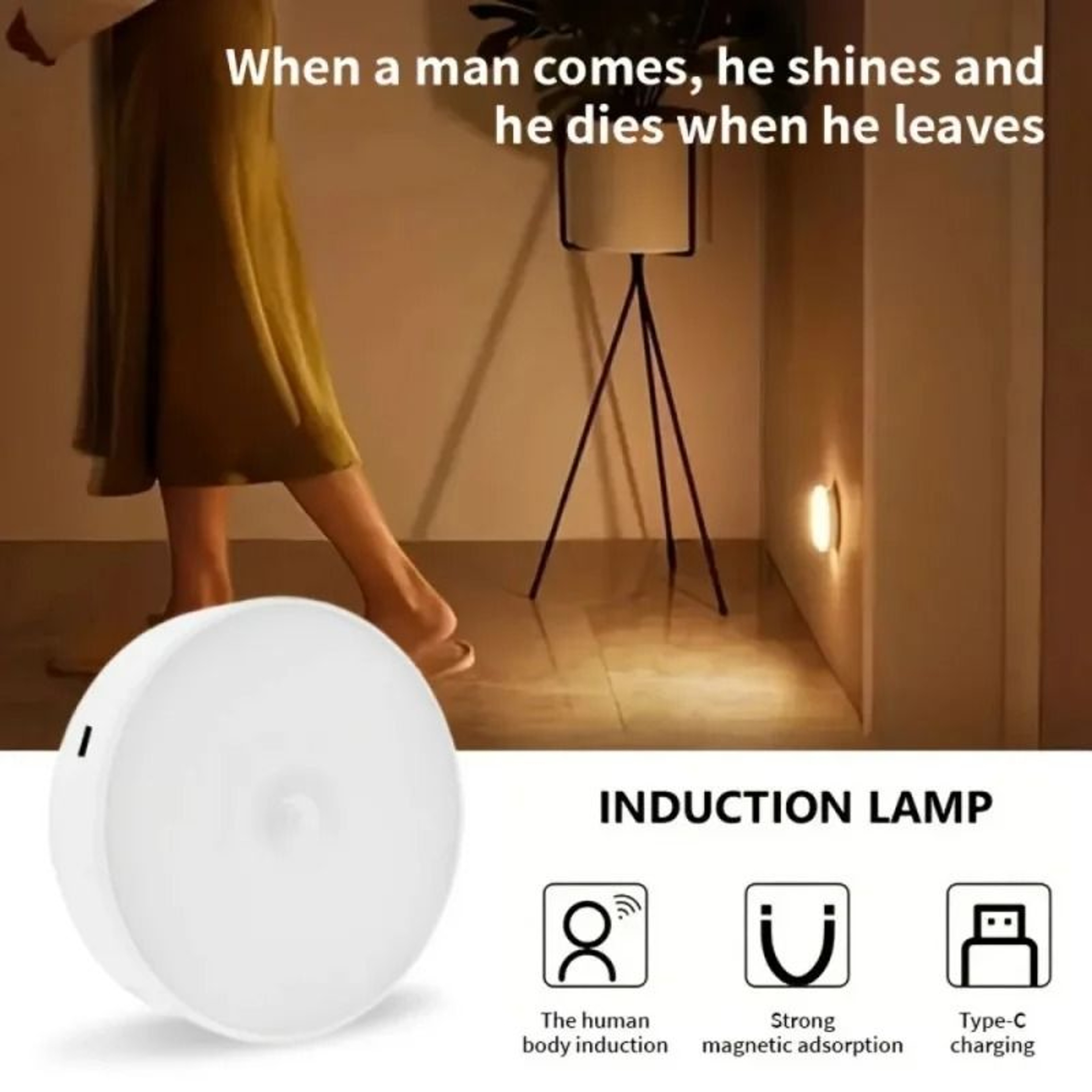 Wireless LED Motion Sensor Night Light StickOn Safety Lamp For Closet Stairs  Bedroom 1