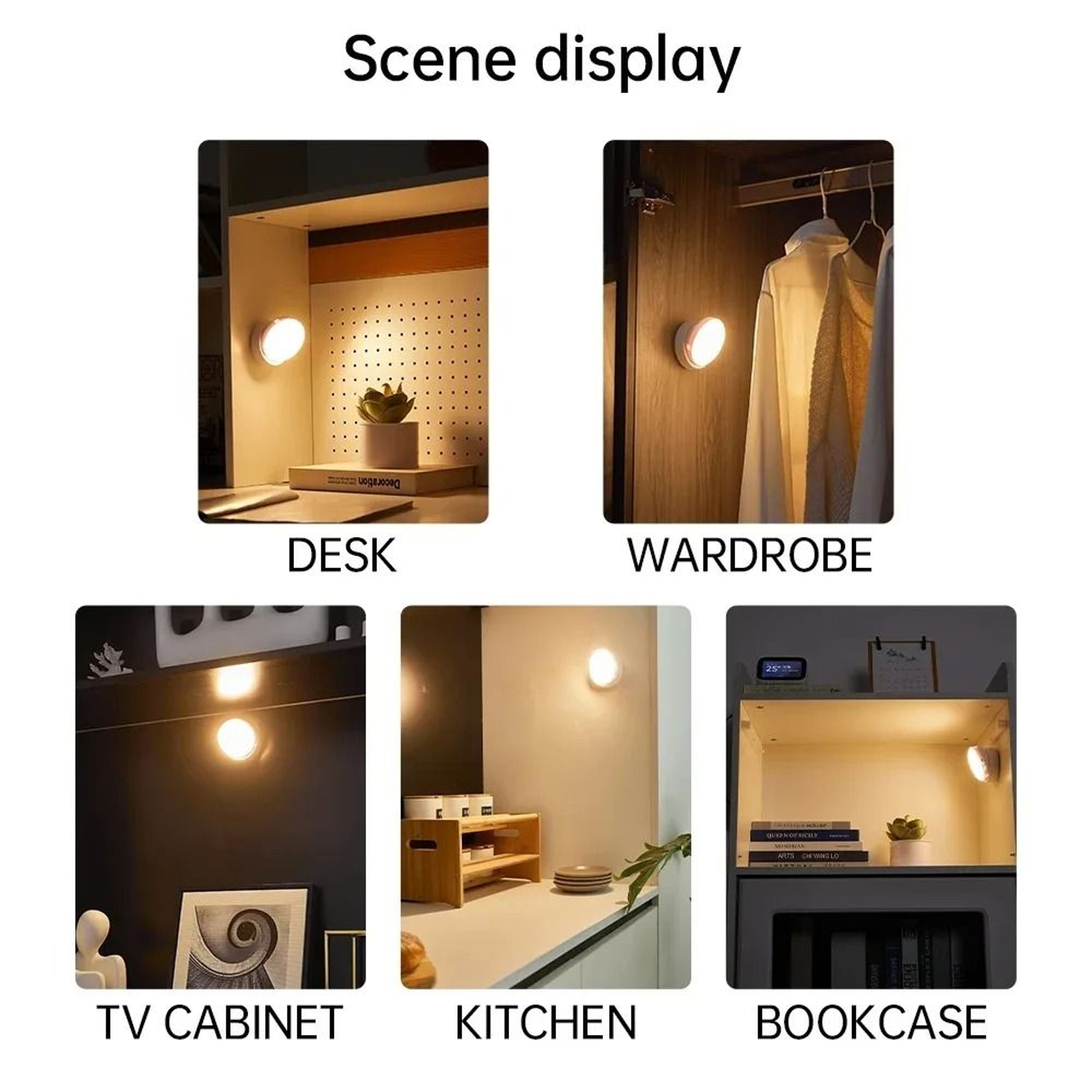 Wireless Round LED Motion Sensor Night Light USB Rechargeable EnergySaving Wall Lamp 5