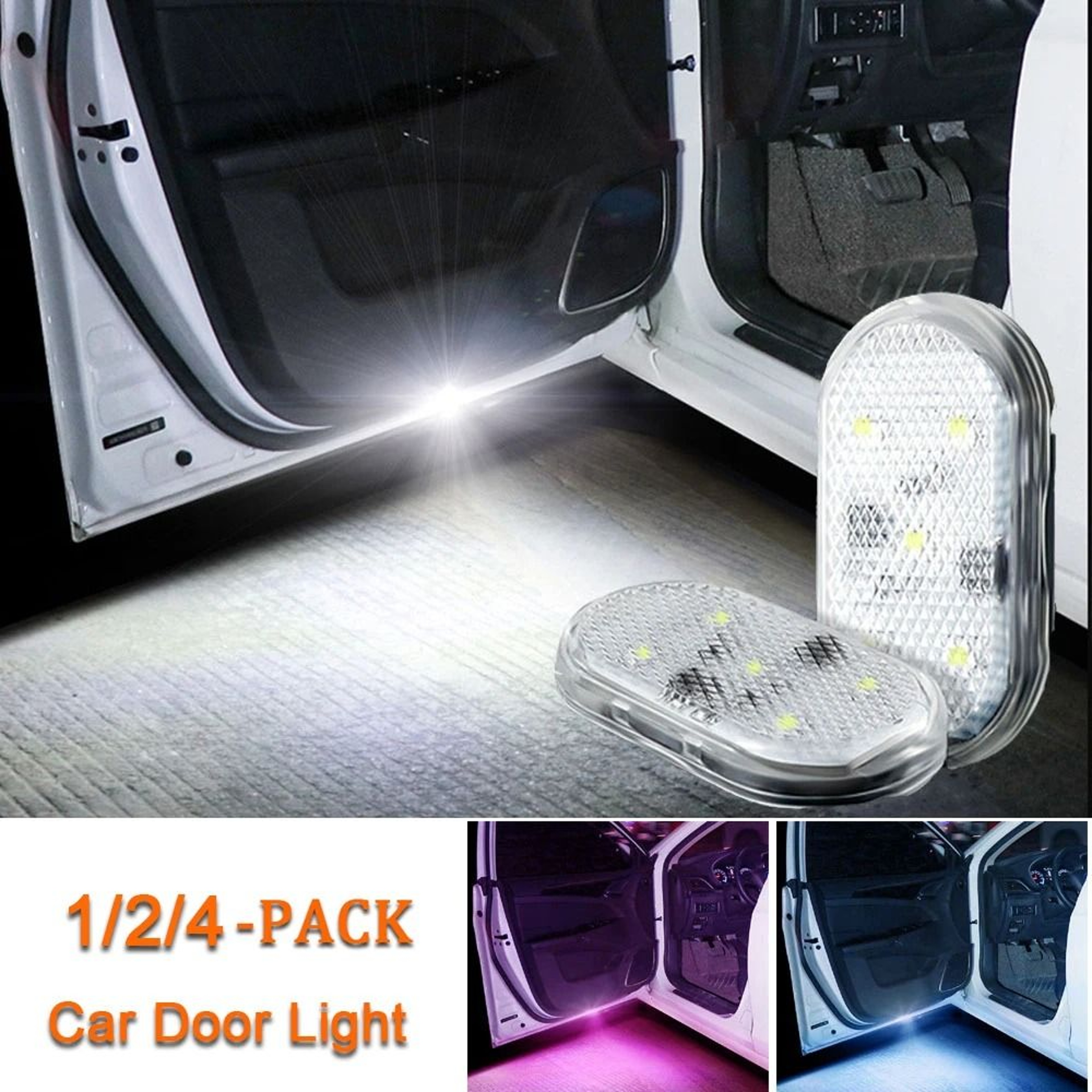 Wireless Magnetic LED Car Door Light Set USB Rechargeable Interior Welcome  Warning Lamp 0
