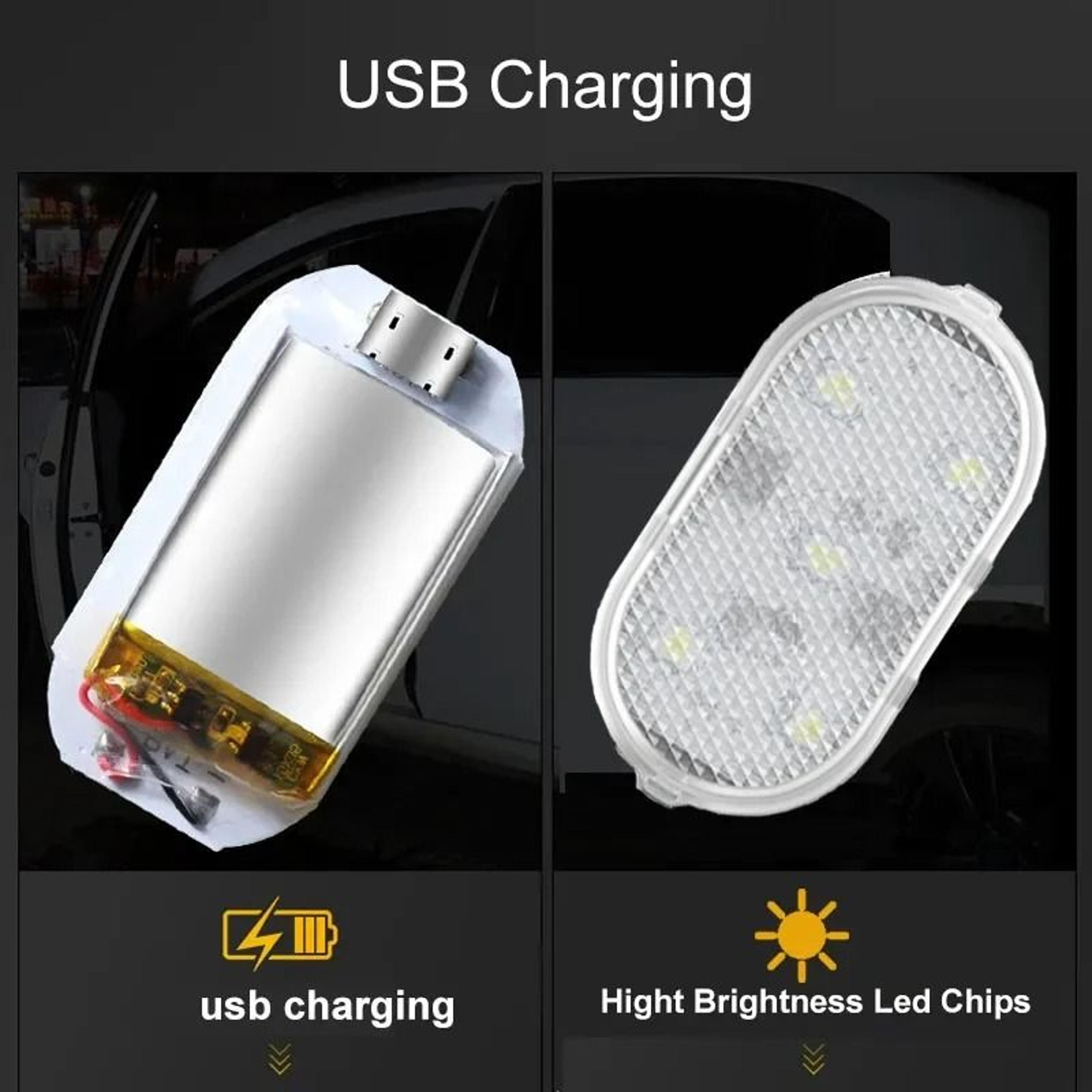Wireless Magnetic LED Car Door Light Set USB Rechargeable Interior Welcome  Warning Lamp 3