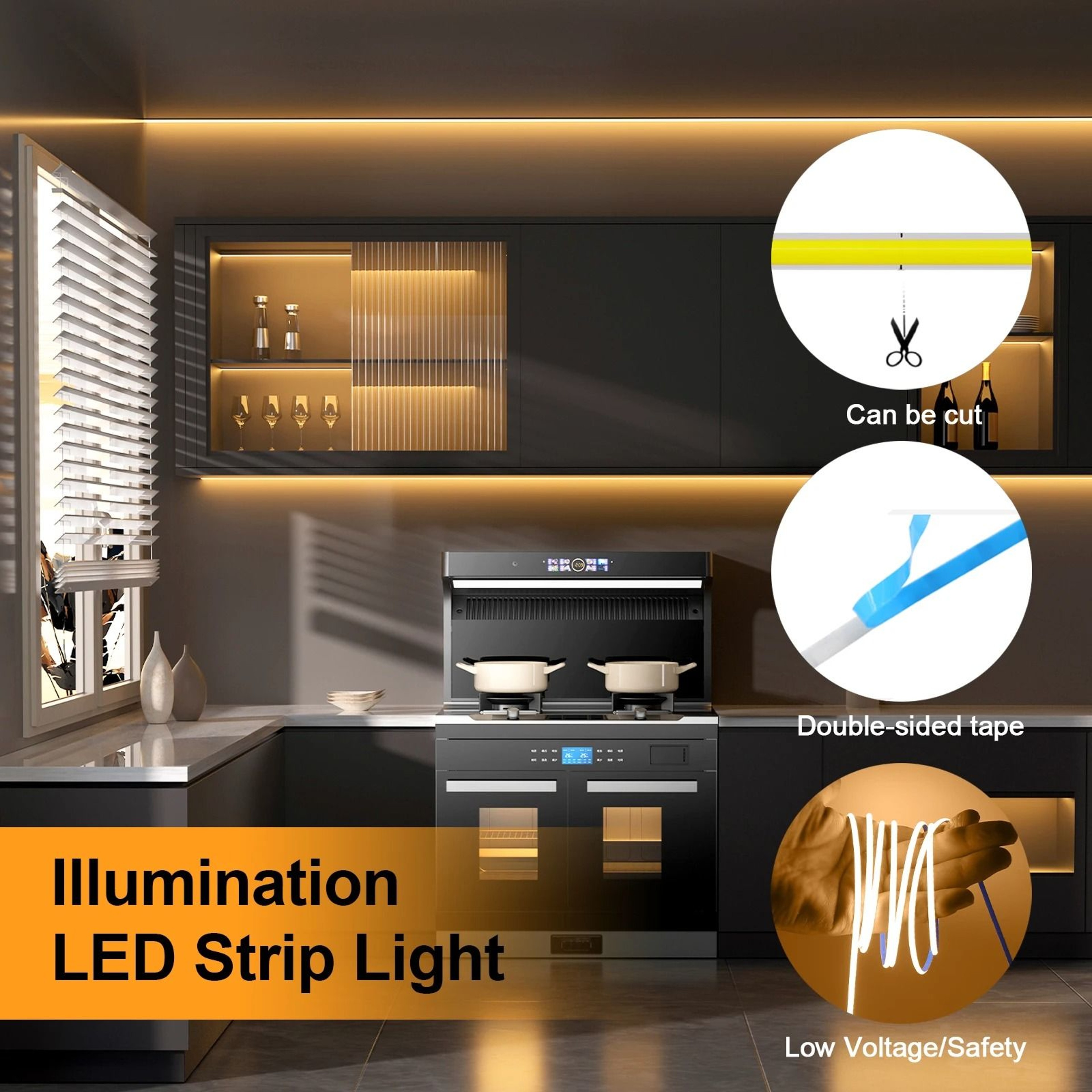 Battery Powered COB LED Strip Light 5V 320 LEDsm Flexible Linear Tape Ribbon 5