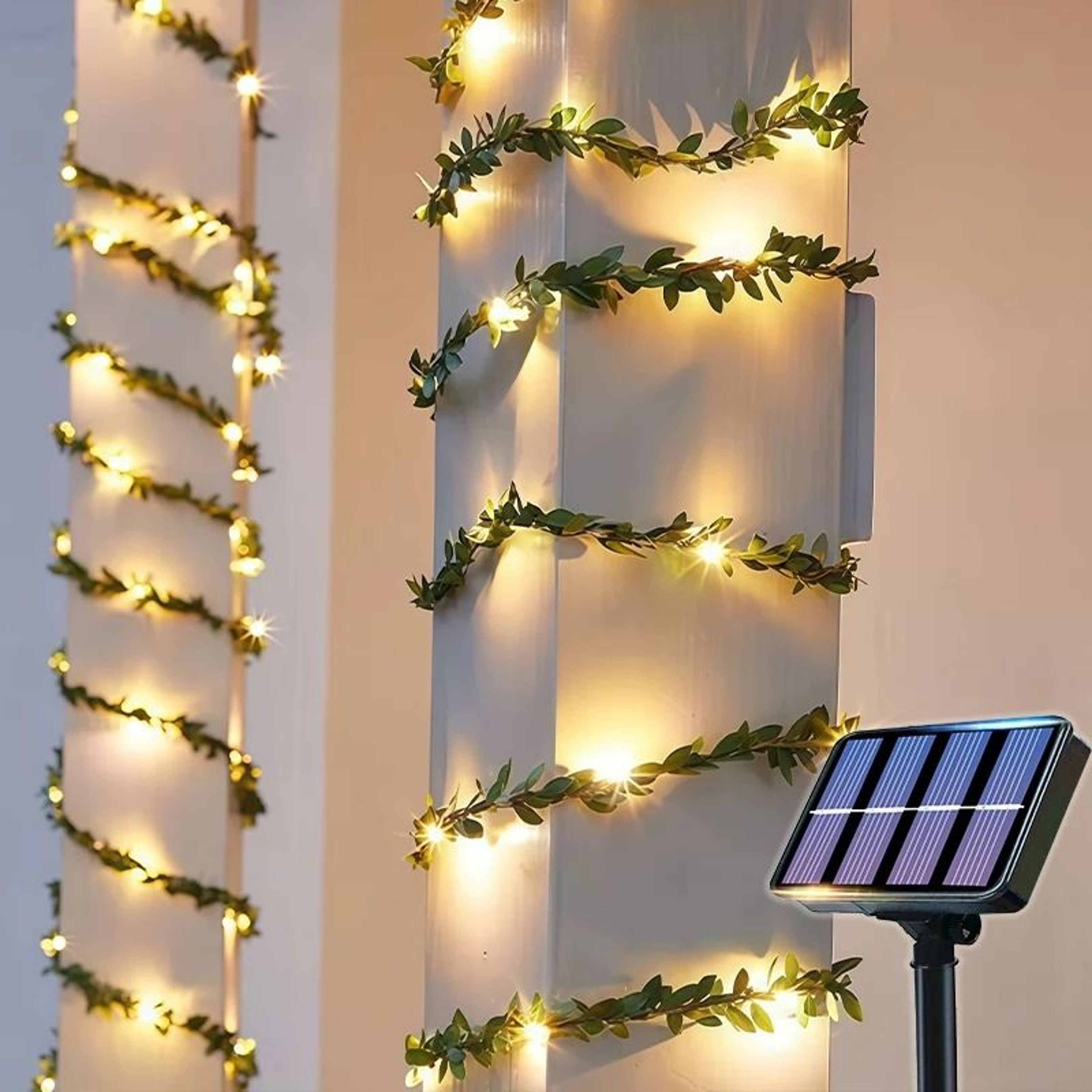 Solar Powered Artificial Ivy Leaf String Lights Waterproof Outdoor Garden Garland Fairy Lights 9
