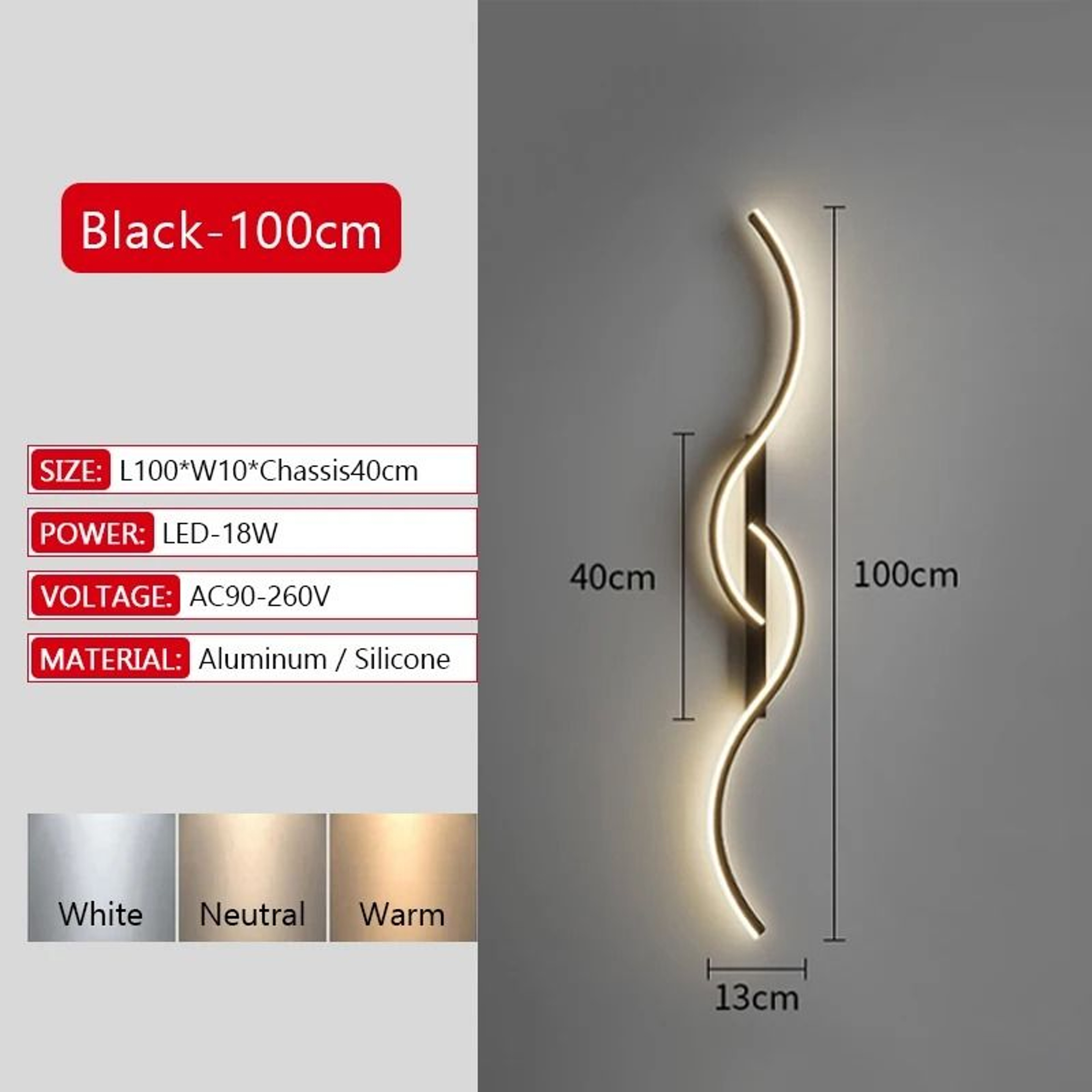 Modern Long Strip LED Wall Lamp Remote Control Dimmable Bedroom  TV Background Sconce 18