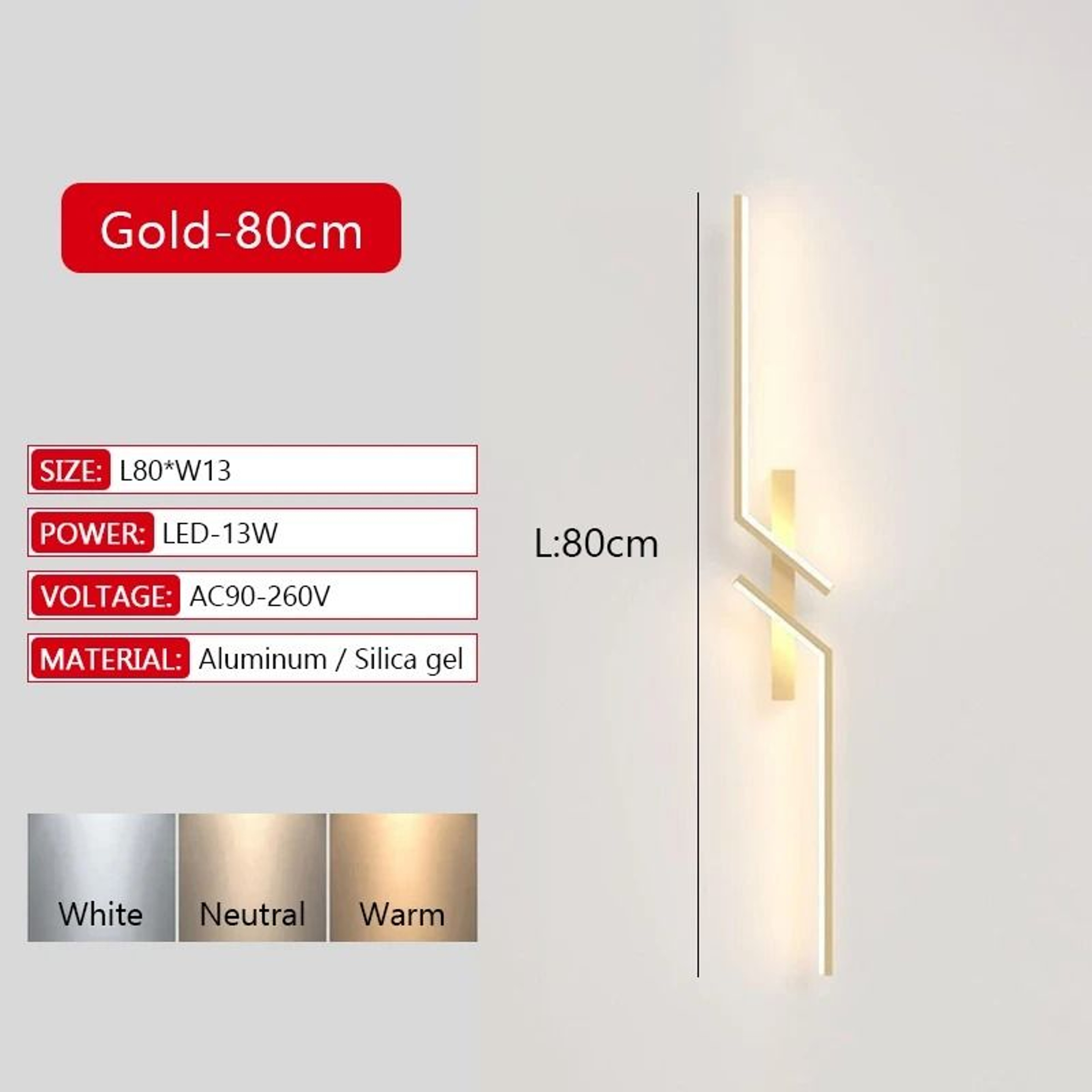 Modern Long Strip LED Wall Lamp Remote Control Dimmable Bedroom  TV Background Sconce 14