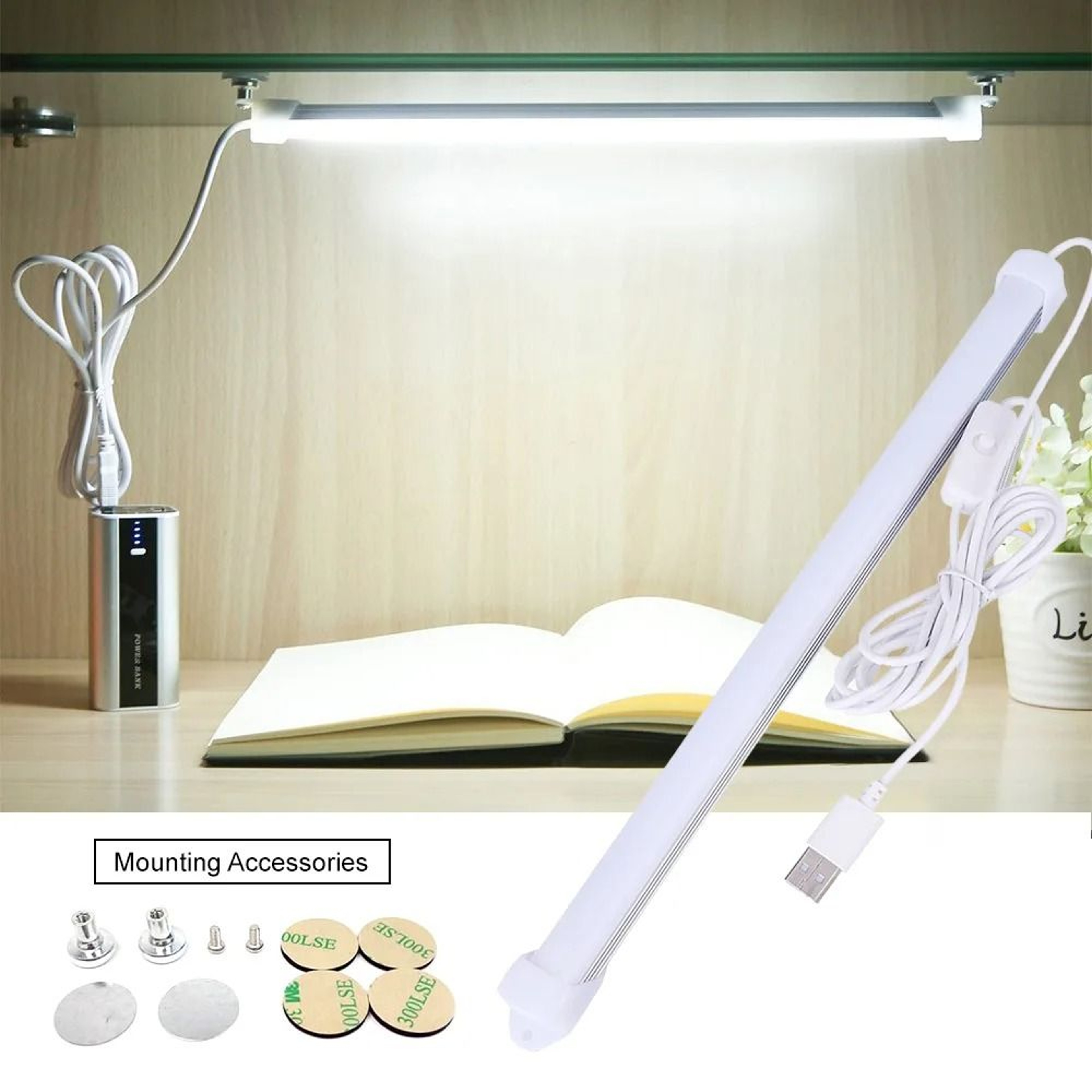 USB LED Night Light Bar 5V Under Cabinet Aluminum Hard Strip Light With Push Switch 0