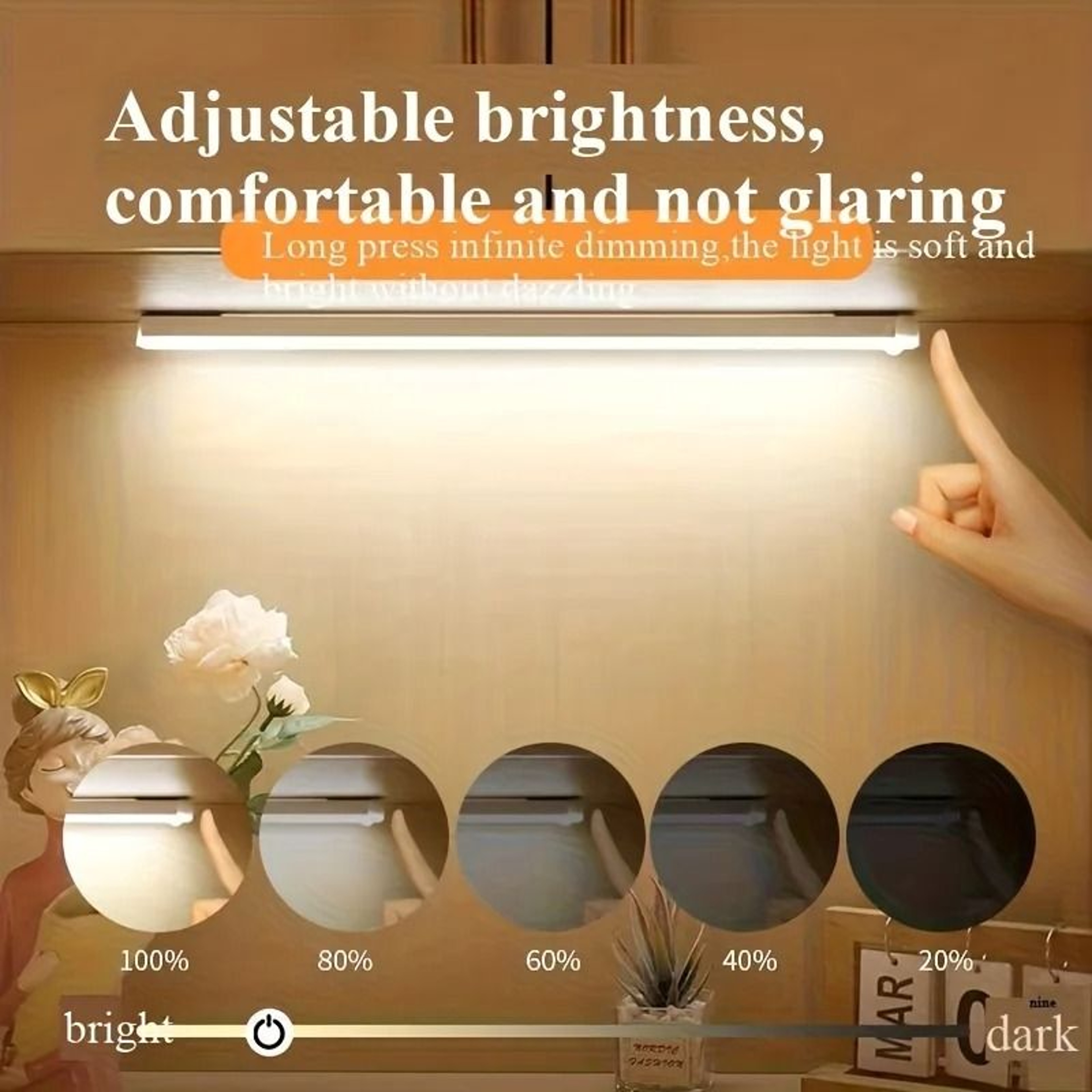 Wireless Motion Sensor LED Night Light TypeC Rechargeable Cabinet  Staircase Light 5