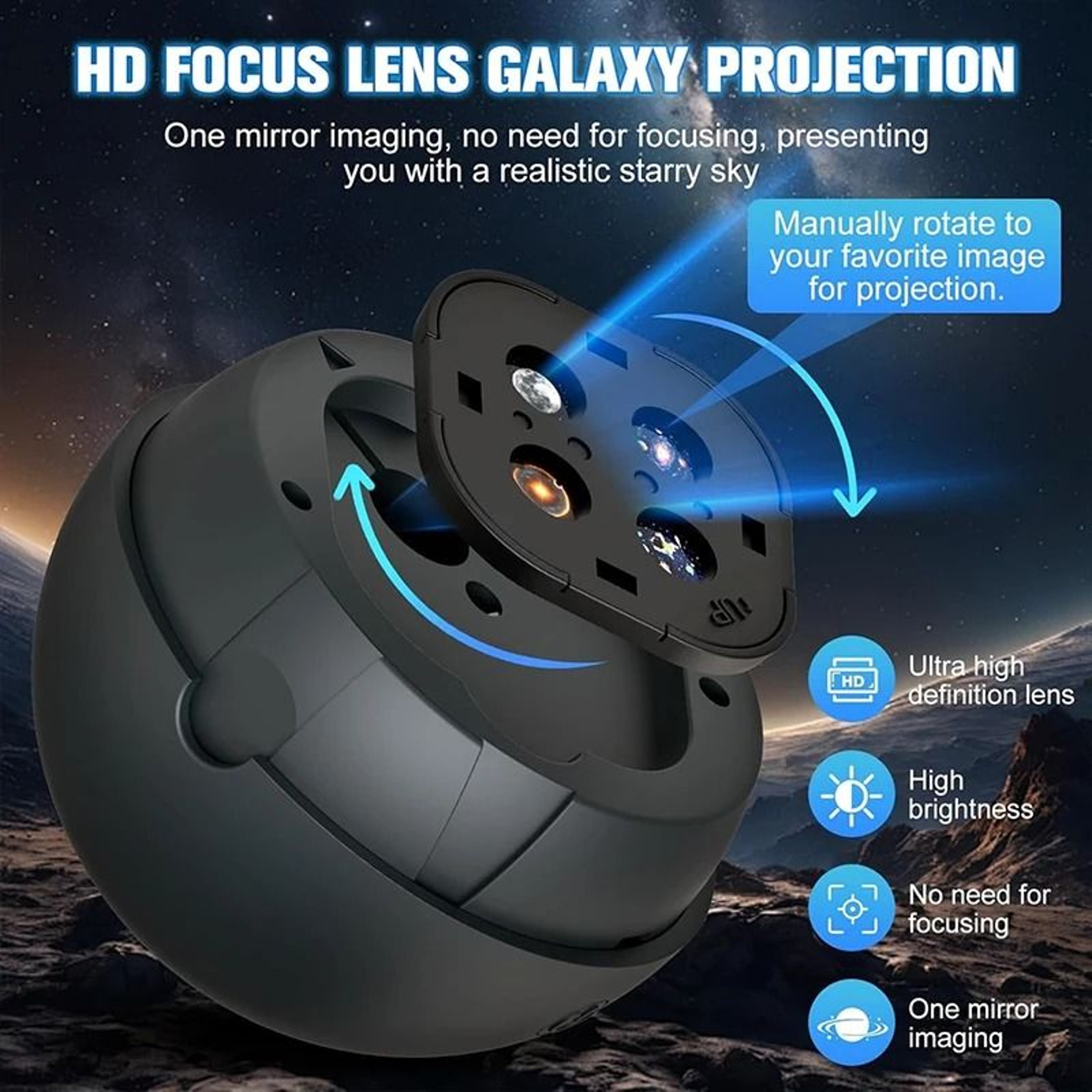 Galaxy Star Projector Night Light Planetarium Ceiling Projector With 12 Space Film Discs 2
