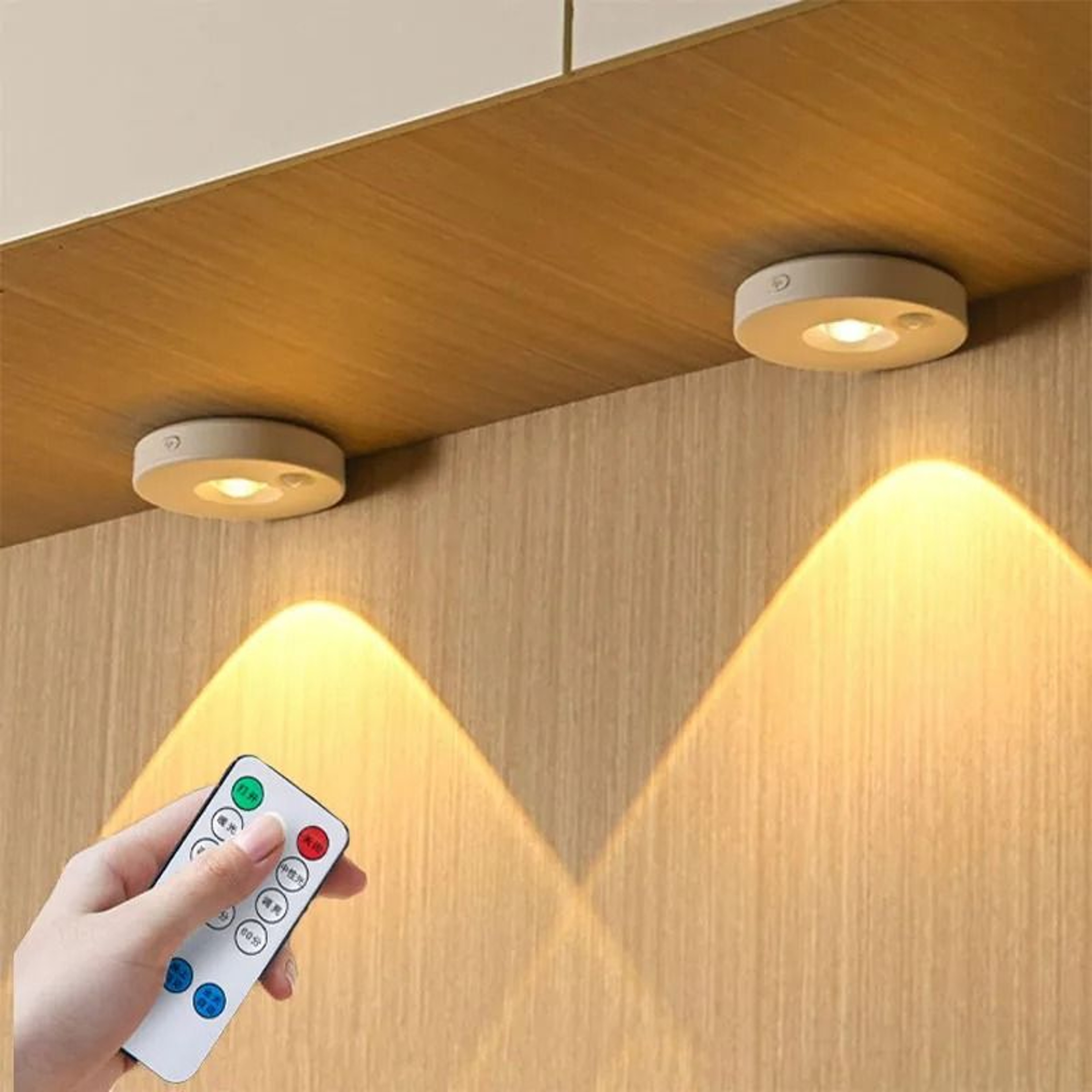 Wireless Wireless LED Under Cabinet Puck Lights With Remote Control 3 Colors  Dimmable Wardrobe Lam 0