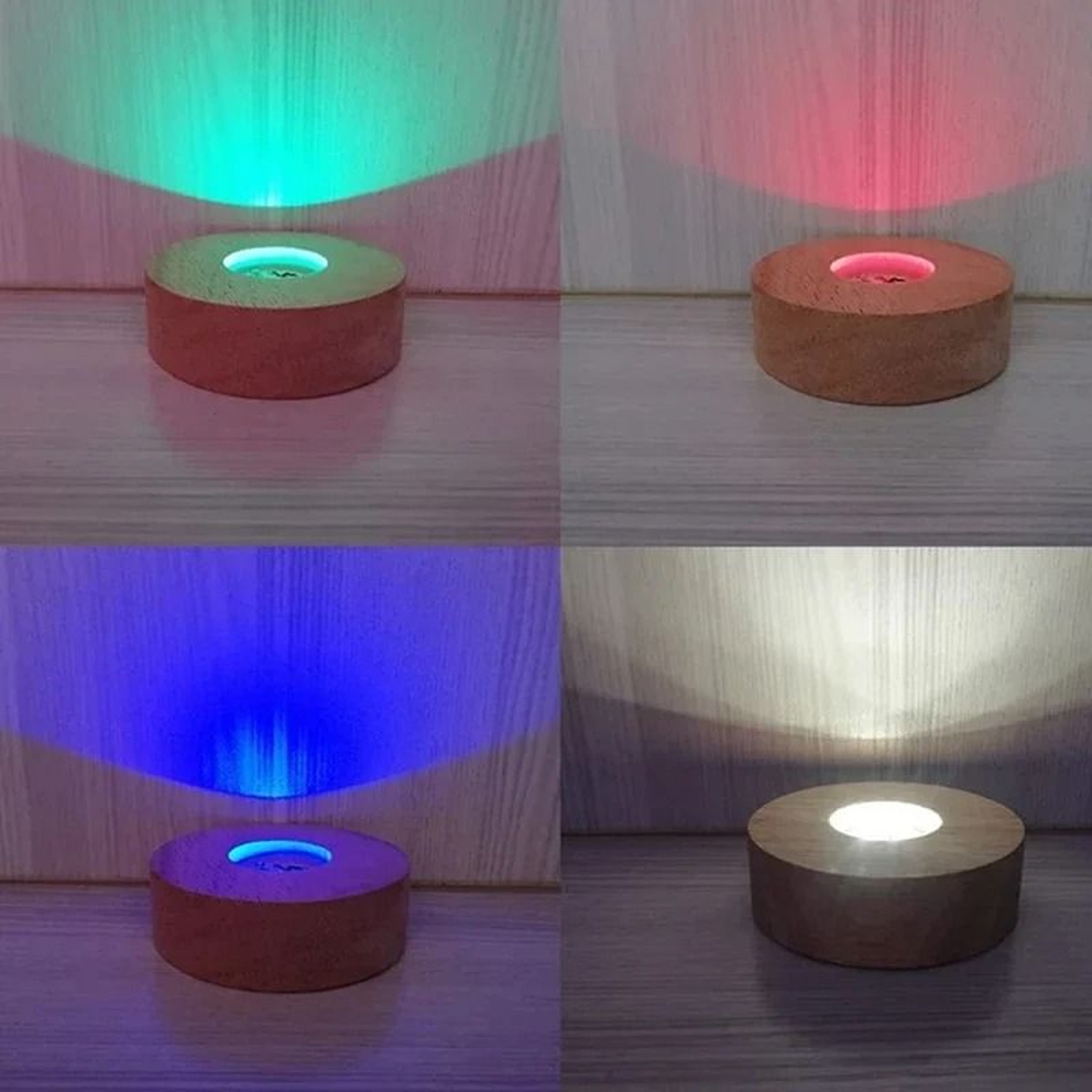 8CM Round Solid Wooden LED Light Base Wireless BatteryPowered Pedestal For Crystal Balls  Glass Art 4