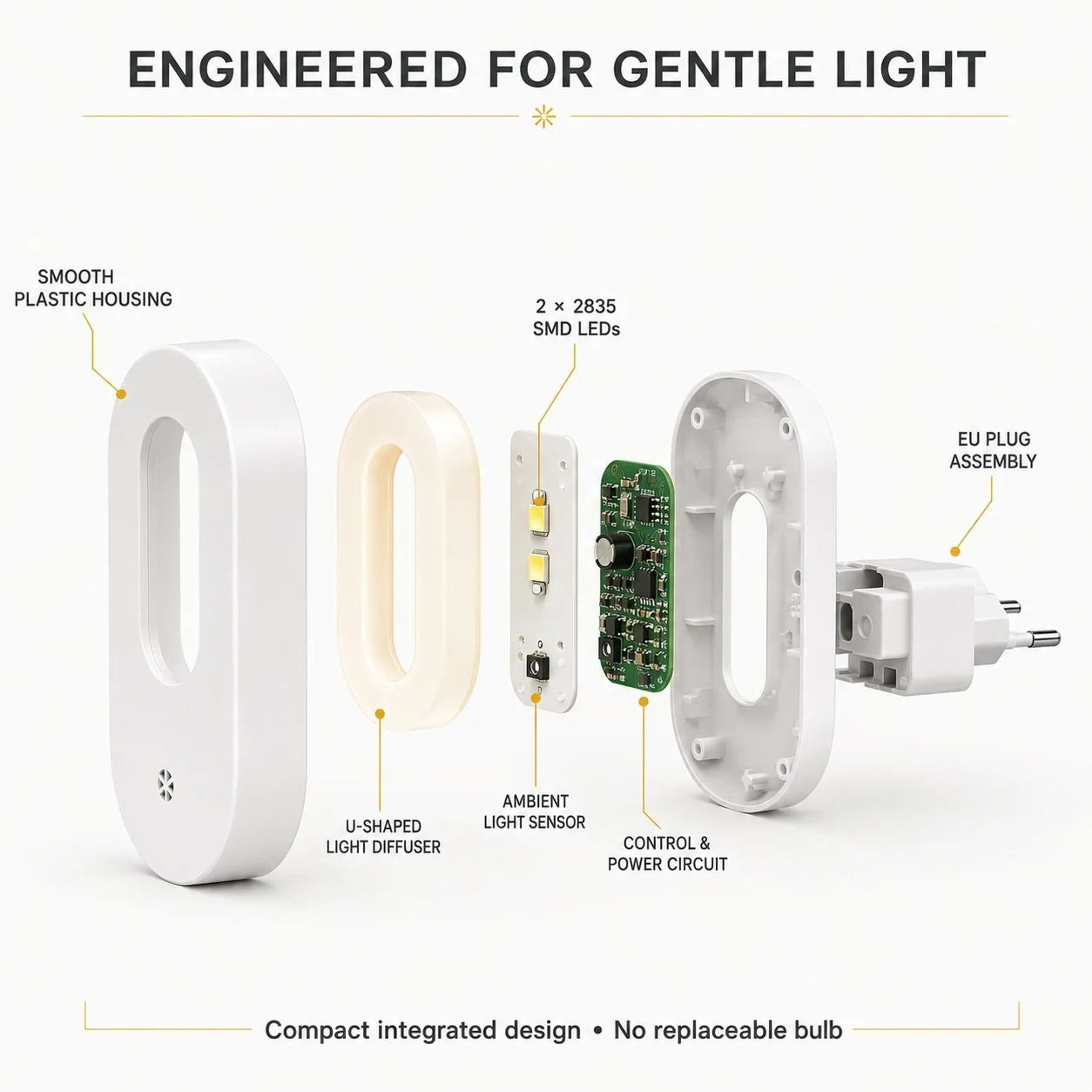 Melery Intelligent LED Plugin Motion  Light Sensor Night Light EUUS Plug Emergency Wall Lamp 2