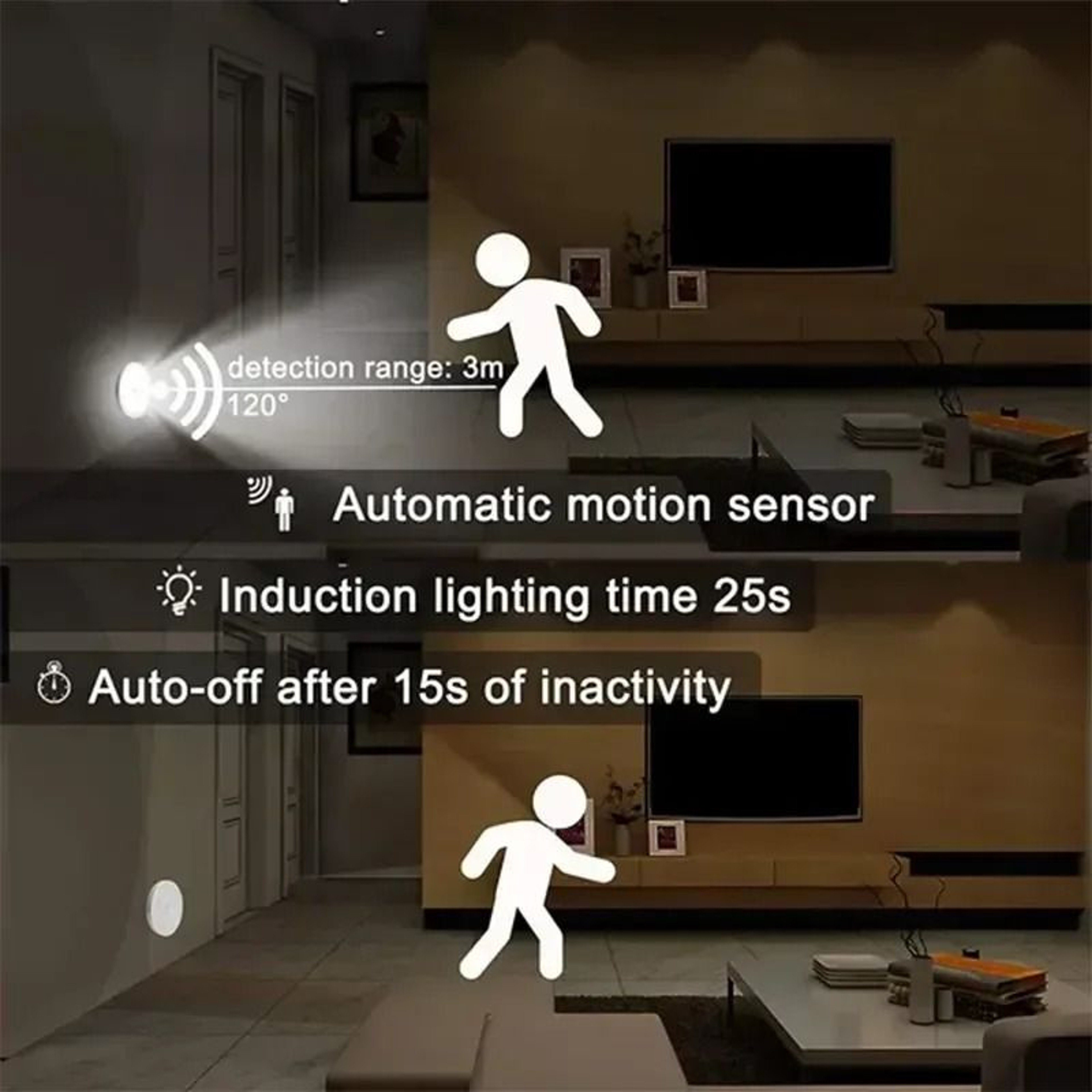 LED Wireless Motion Sensor Night Light USB Rechargeable Kitchen Cabinet  Wardrobe Lamp 2