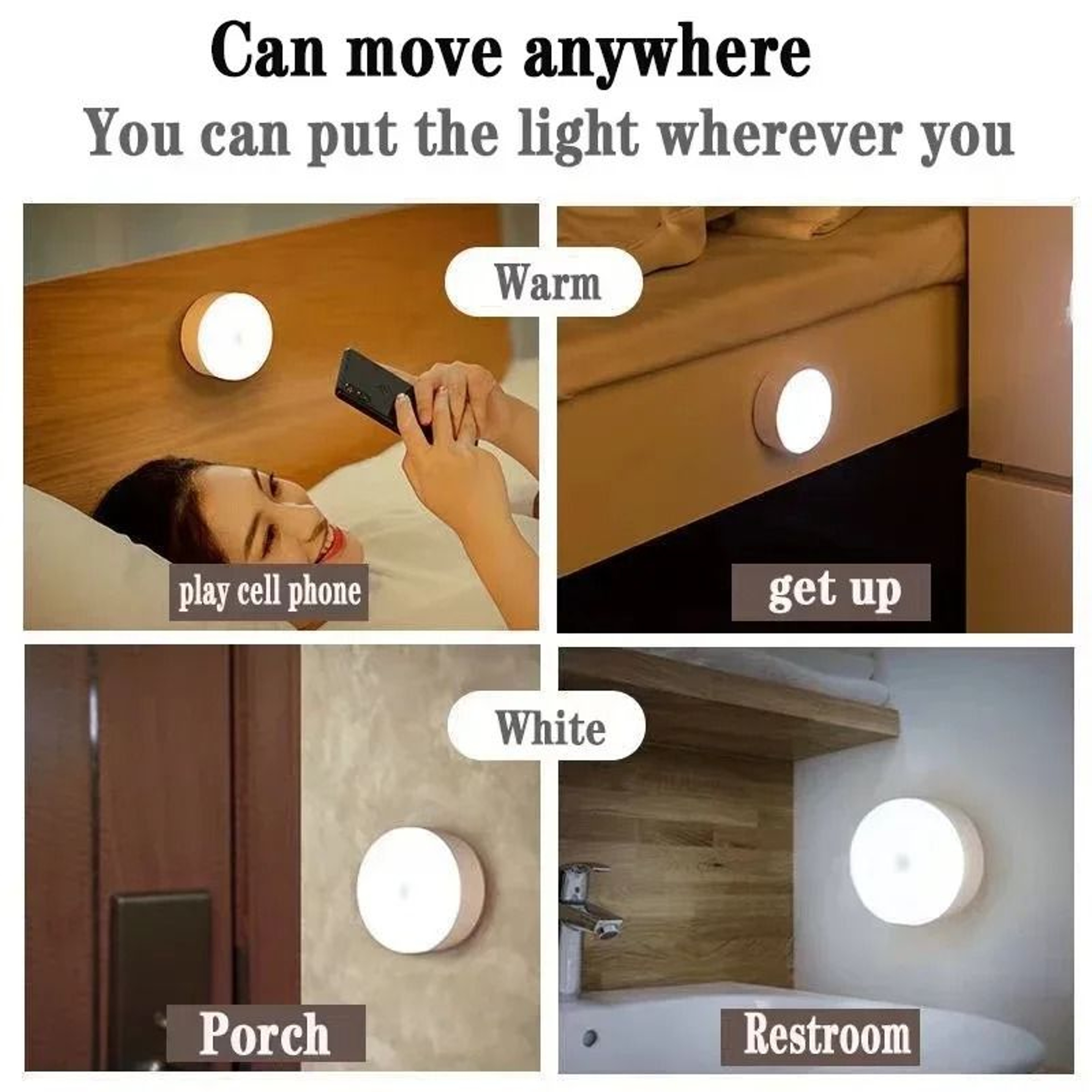 LED Wireless Motion Sensor Night Light USB Rechargeable Kitchen Cabinet  Wardrobe Lamp 4