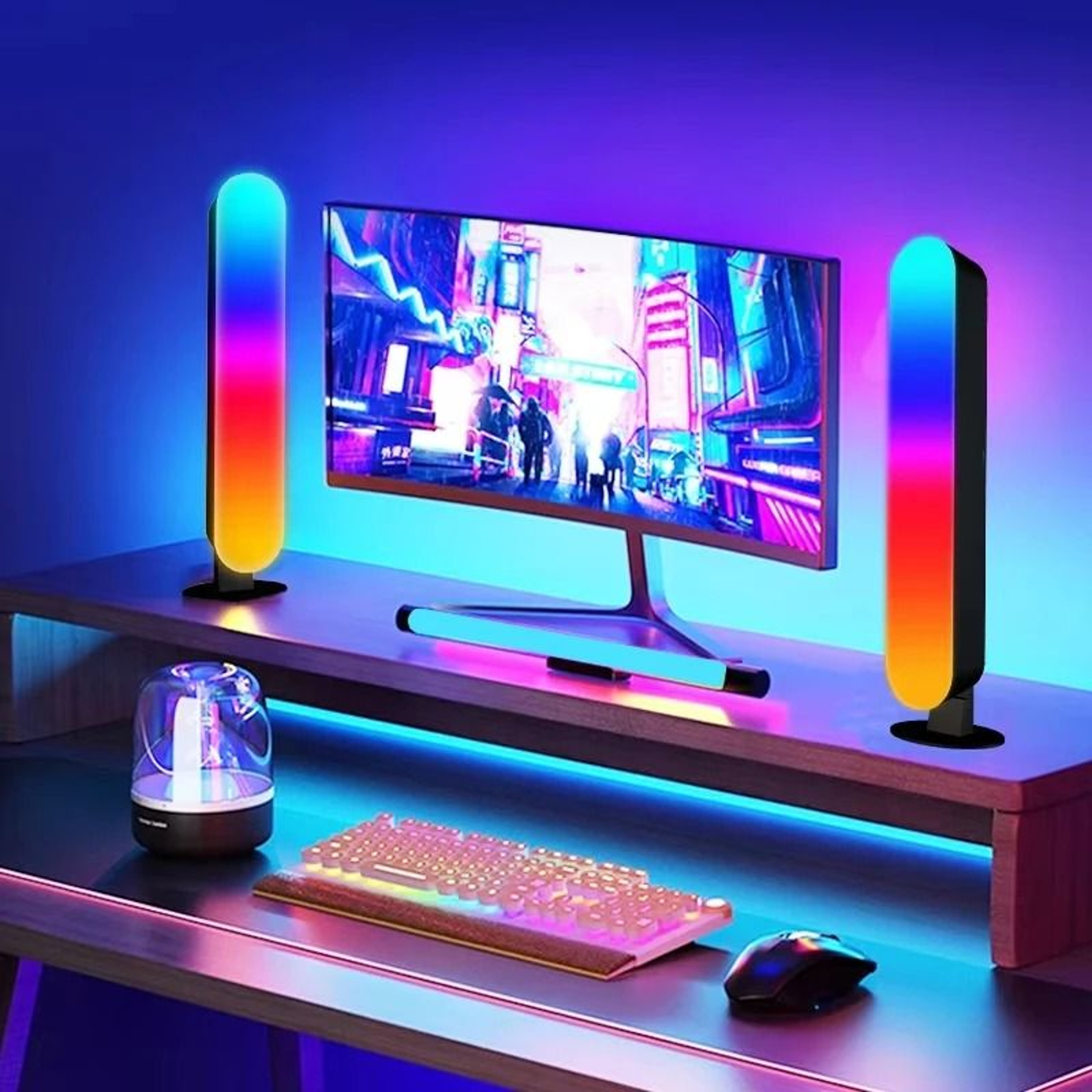 Smart RGB LED Desktop Ambient Light Bar USB Powered Accent Lamp With Wireless Remote Control 0