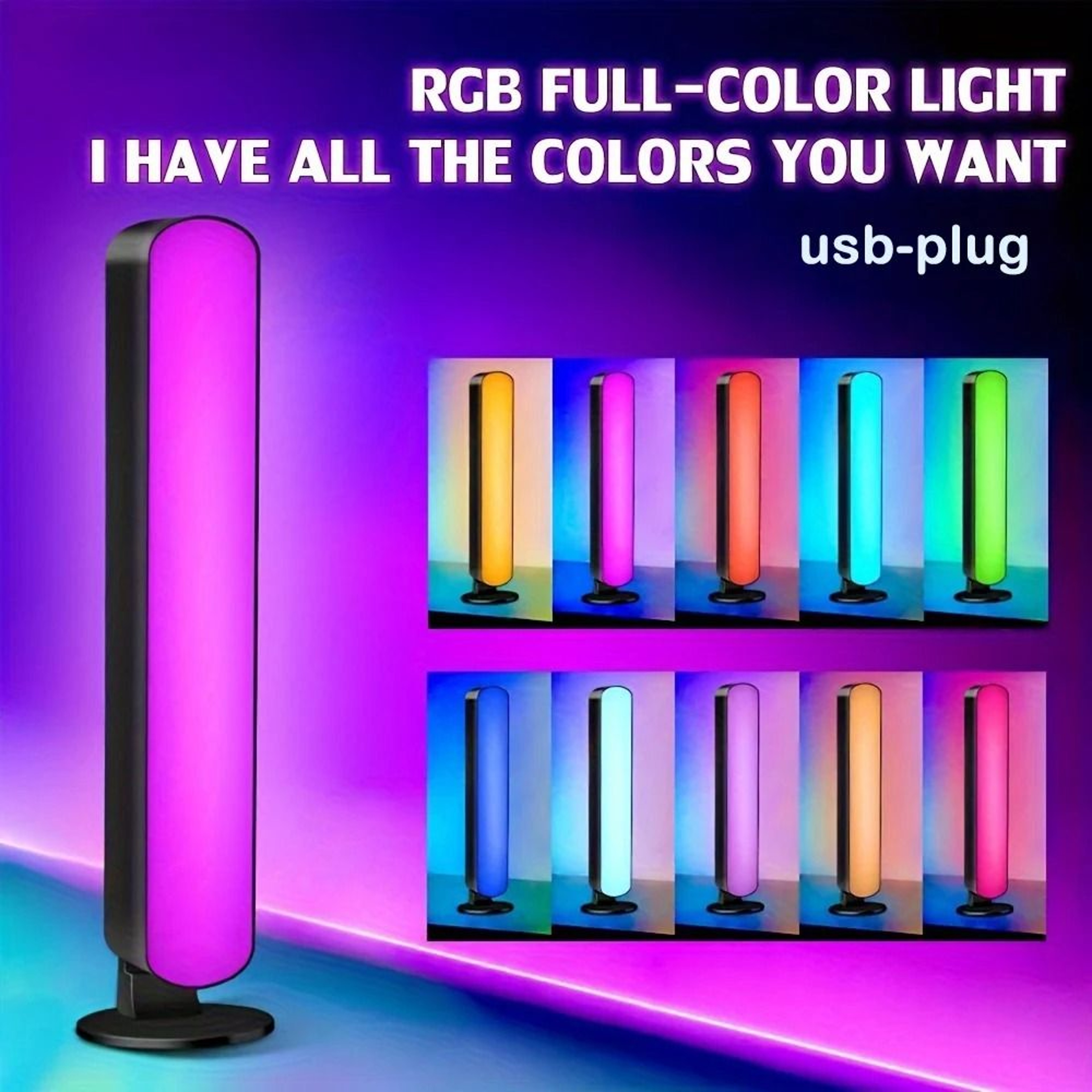 Smart RGB LED Desktop Ambient Light Bar USB Powered Accent Lamp With Wireless Remote Control 6