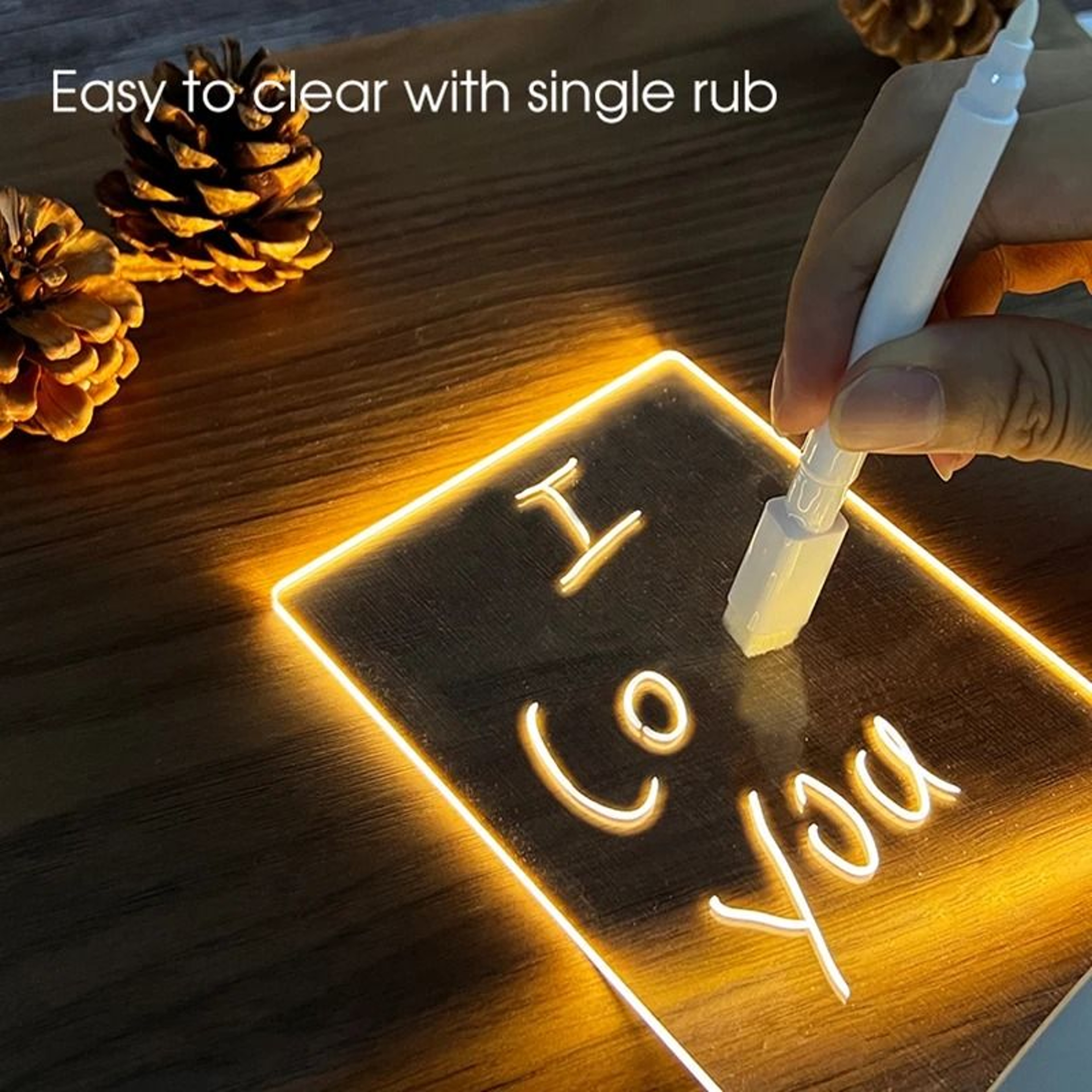 Creative USB Transparent Luminous Acrylic Note Lamp Desktop Message Board With Pen  Warm Glow Base 4