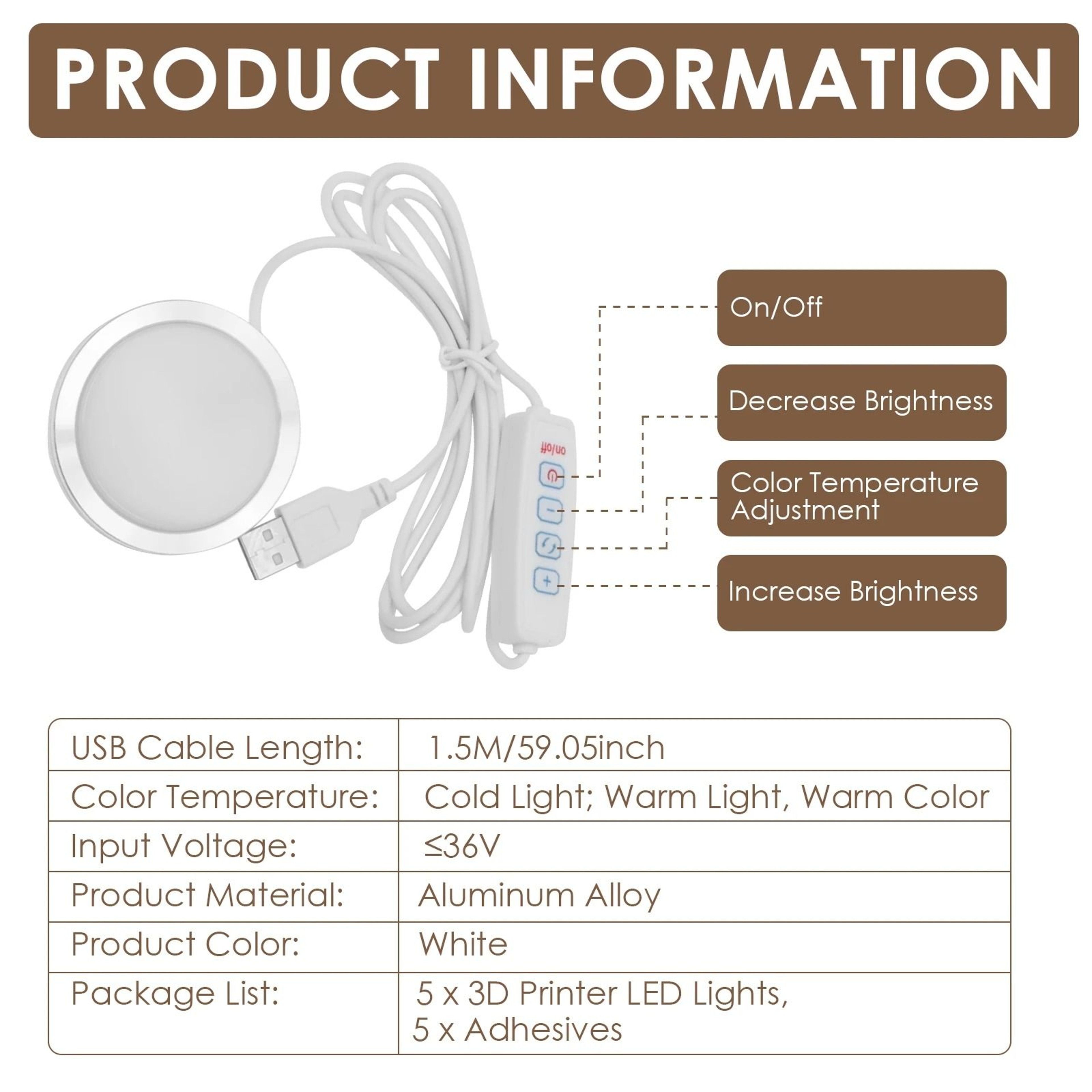 5V USB Workspace LED Lamp Kit For 3D Printers  Cabinets 2