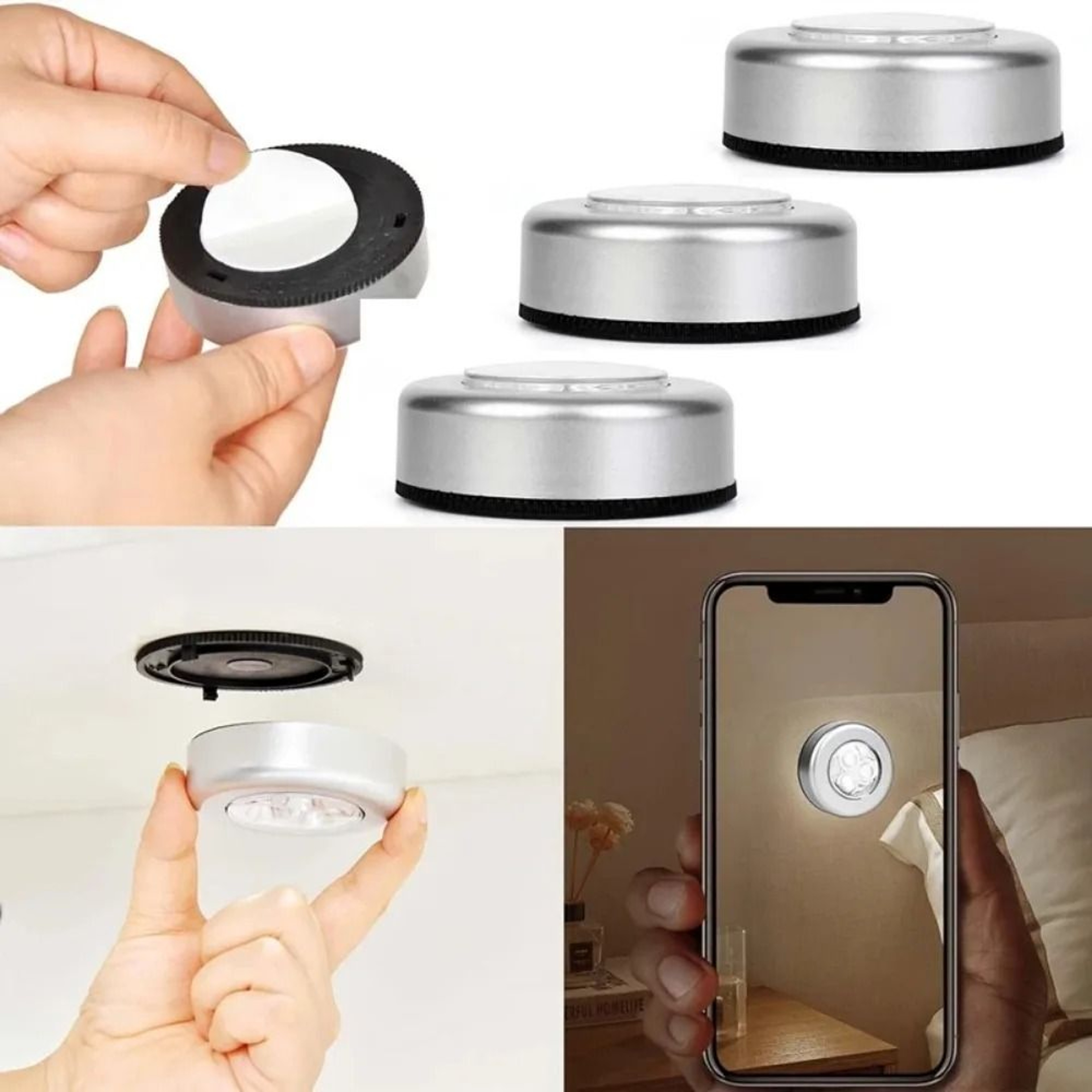 Touch Control Battery Powered LED Puck Night Light For Cabinets  Bedroom 1