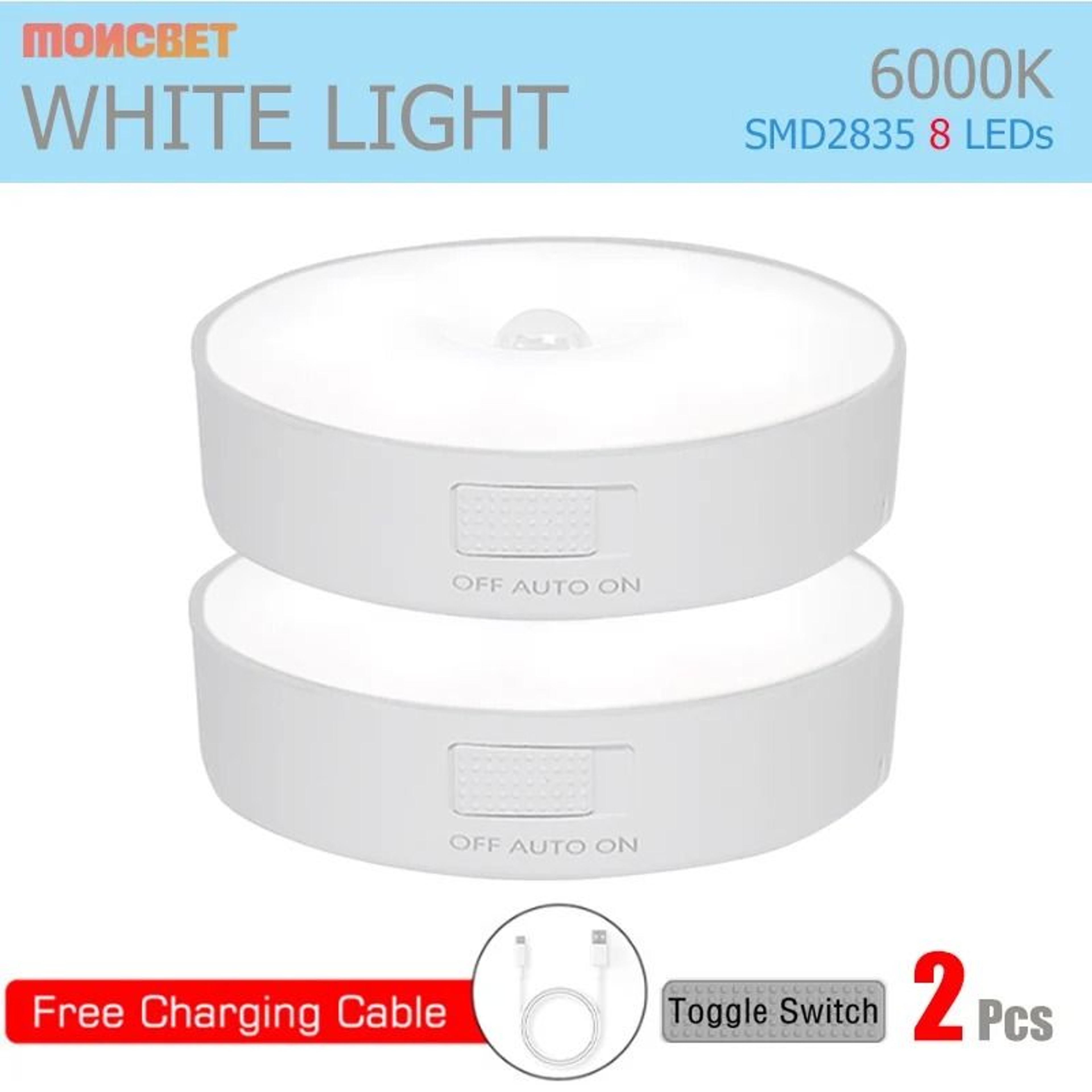 Wireless Magnetic Motion Sensor LED Cabinet Lamp USB Rechargeable Night Light 6