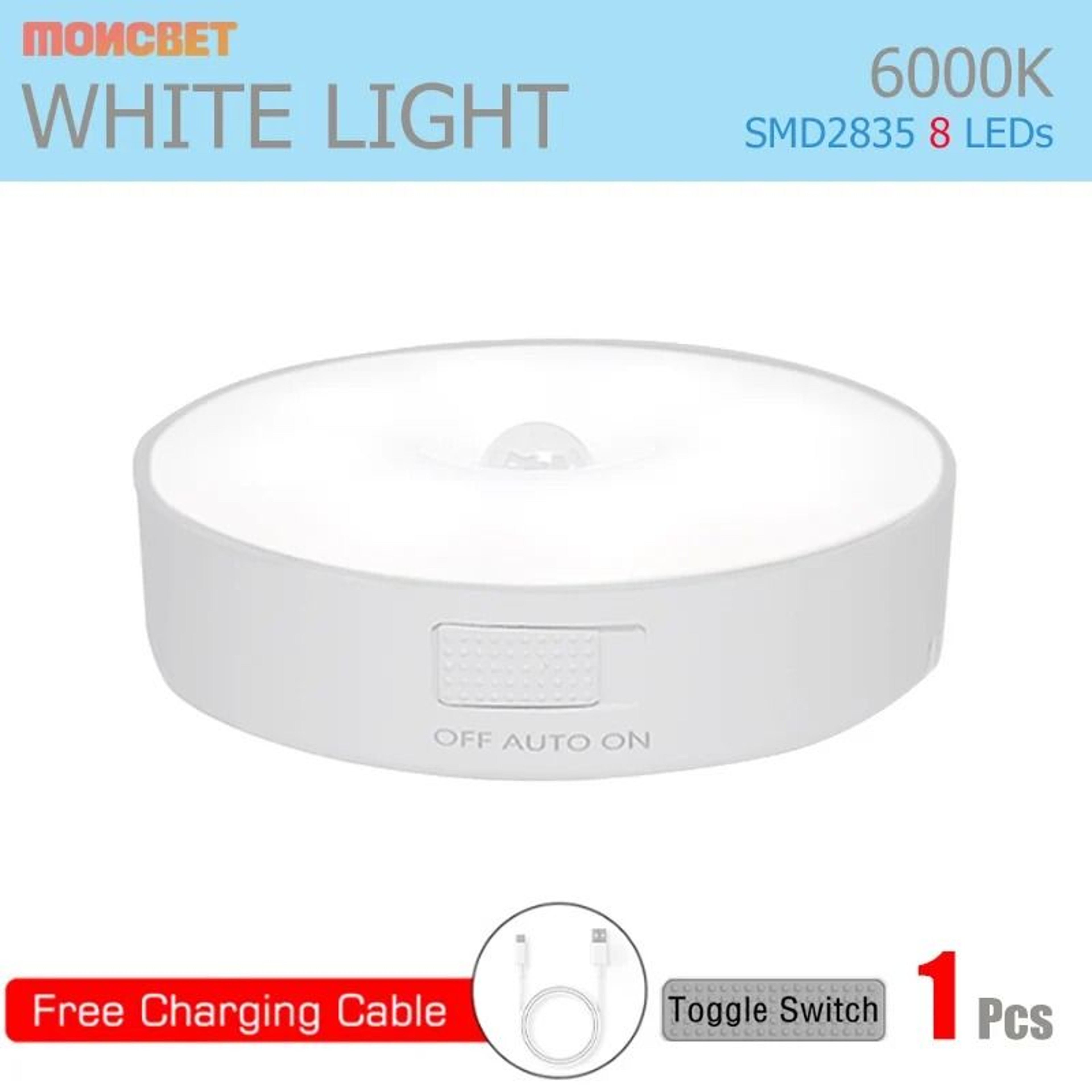 Wireless Magnetic Motion Sensor LED Cabinet Lamp USB Rechargeable Night Light 7