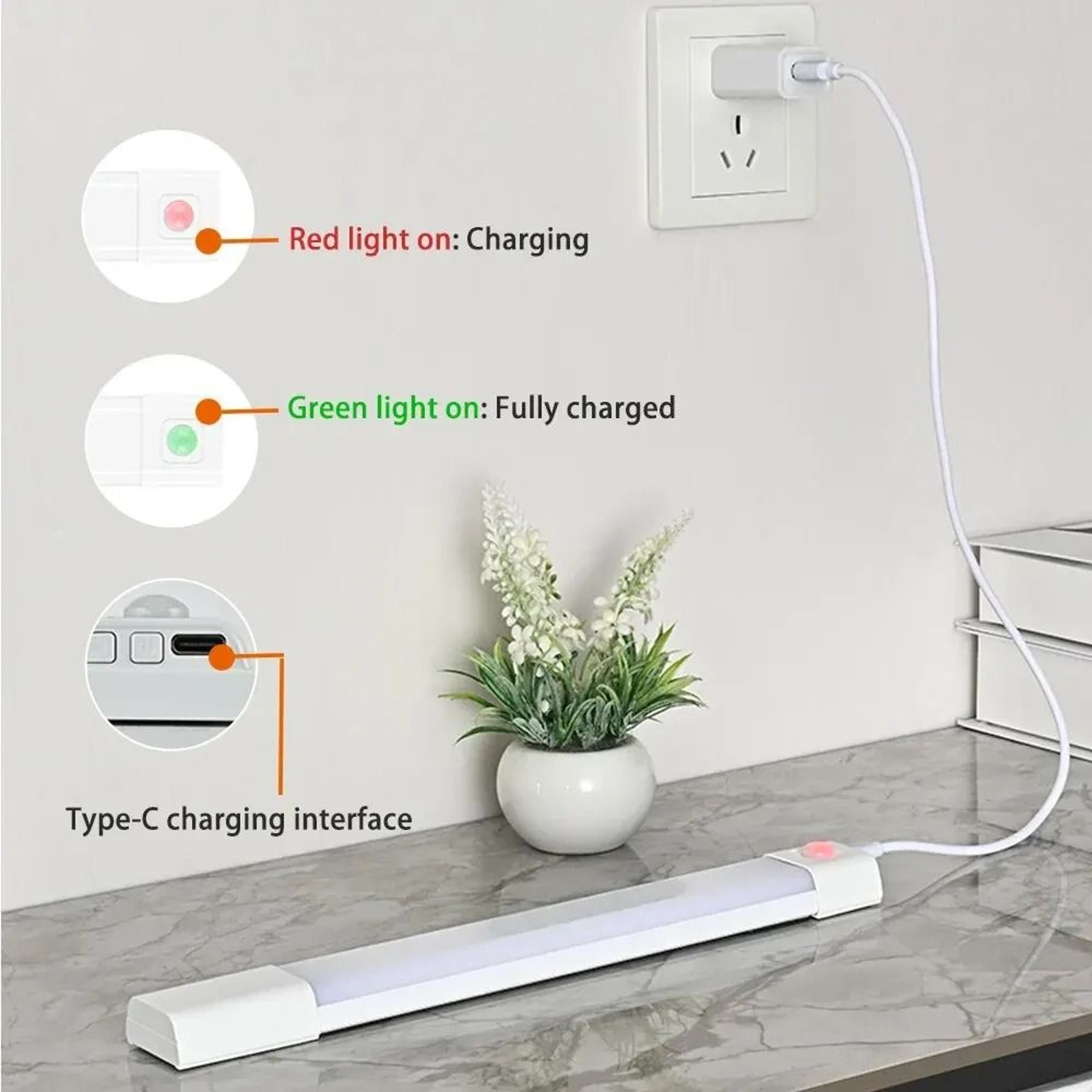 Wireless USB Rechargeable Motion Sensor LED Wardrobe  Cabinet Light 4
