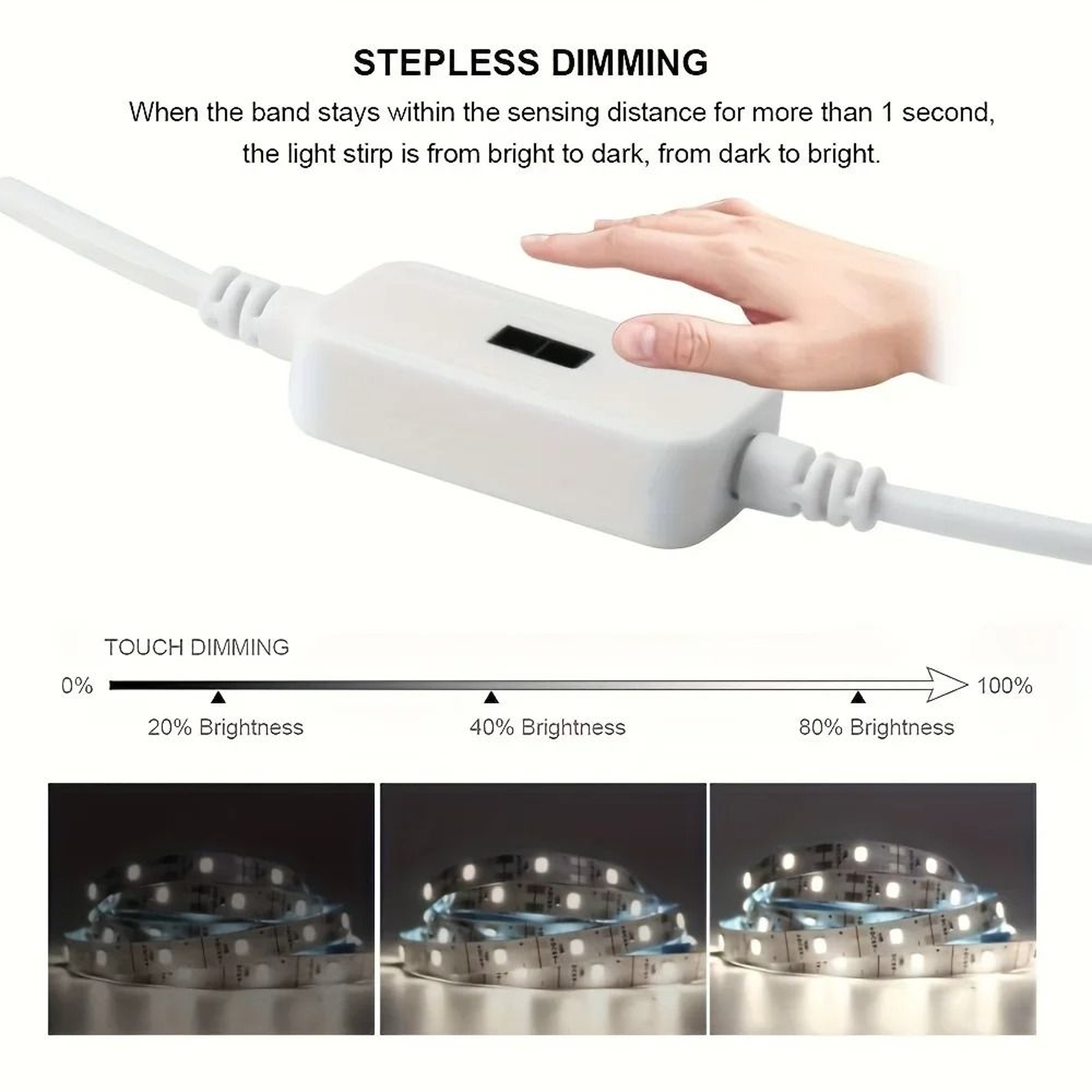 USB Hand Sweep Gesture Sensor LED Strip Light Dimmable TV Backlight  Kitchen Tape 4