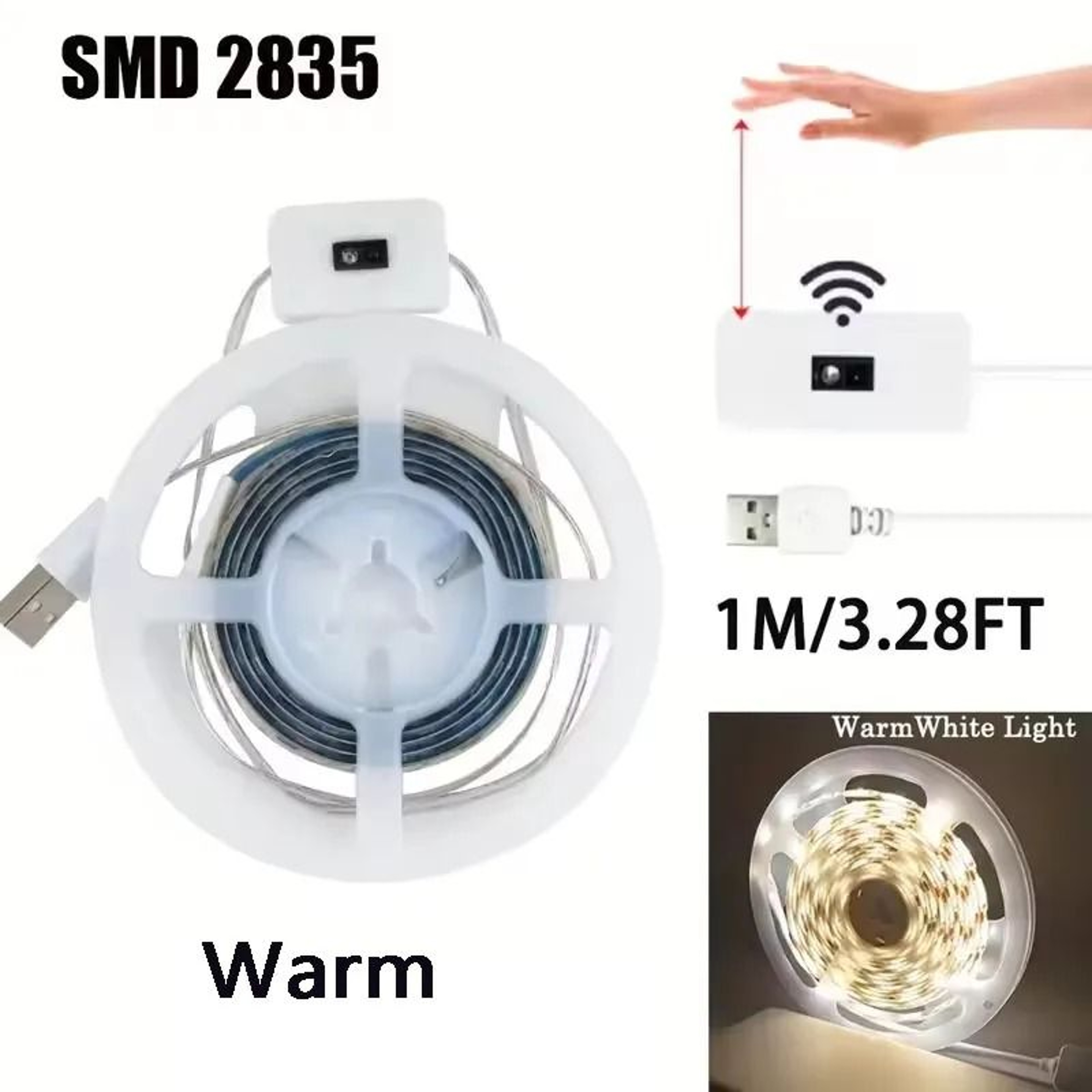 USB Hand Sweep Gesture Sensor LED Strip Light Dimmable TV Backlight  Kitchen Tape 7