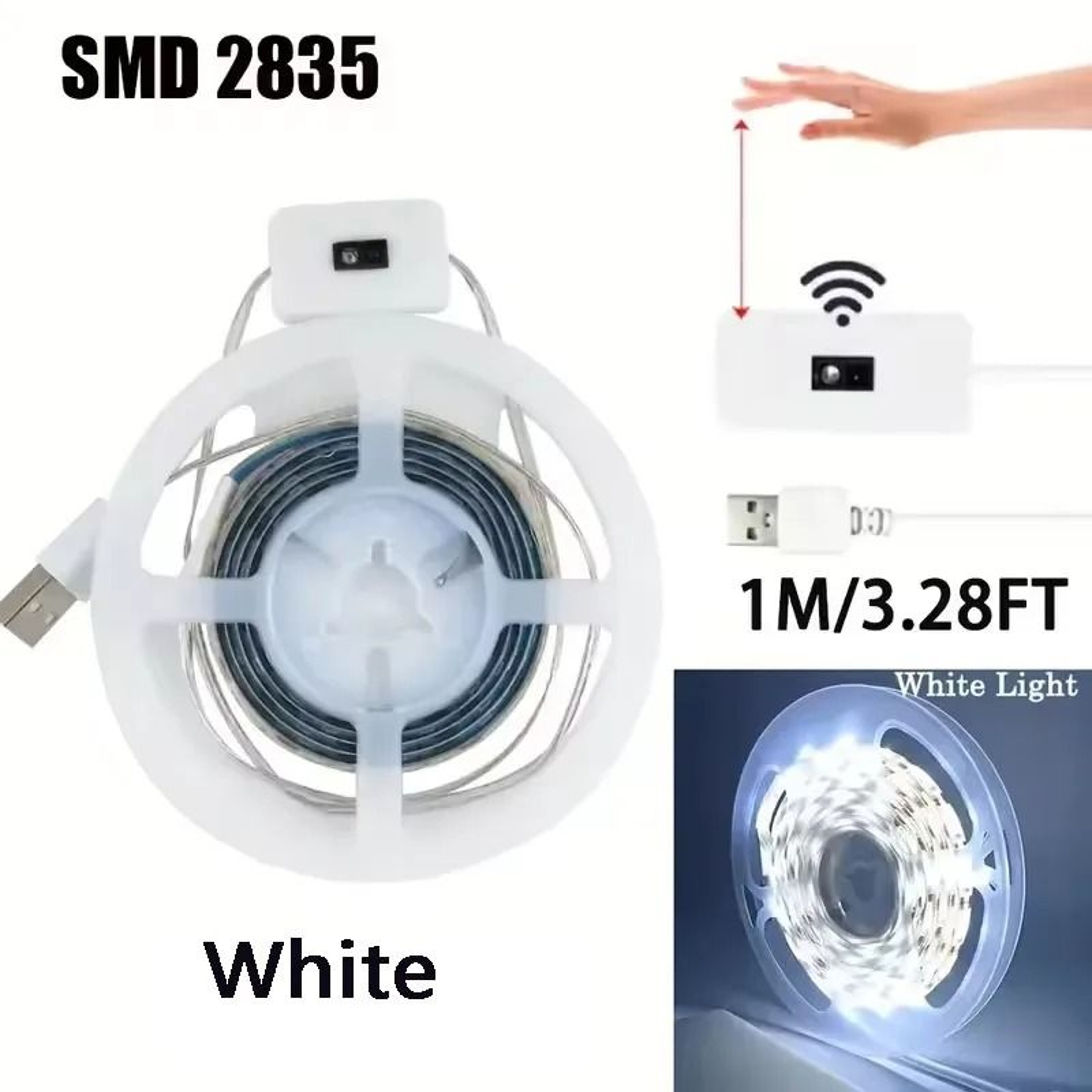 USB Hand Sweep Gesture Sensor LED Strip Light Dimmable TV Backlight  Kitchen Tape 6
