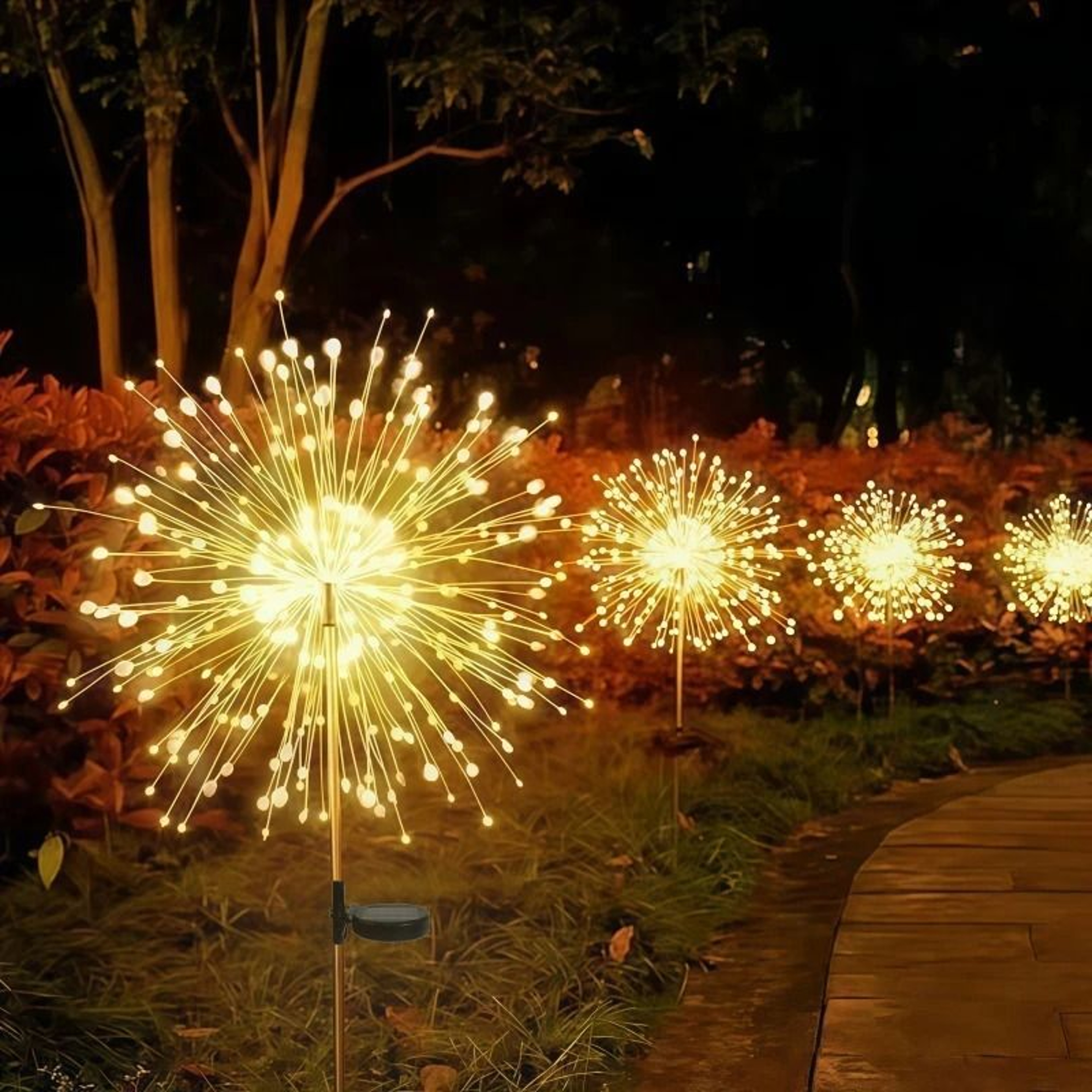 Solar Outdoor Firework LED Stake Light 8 Lighting Modes  IP65 Waterproof 0