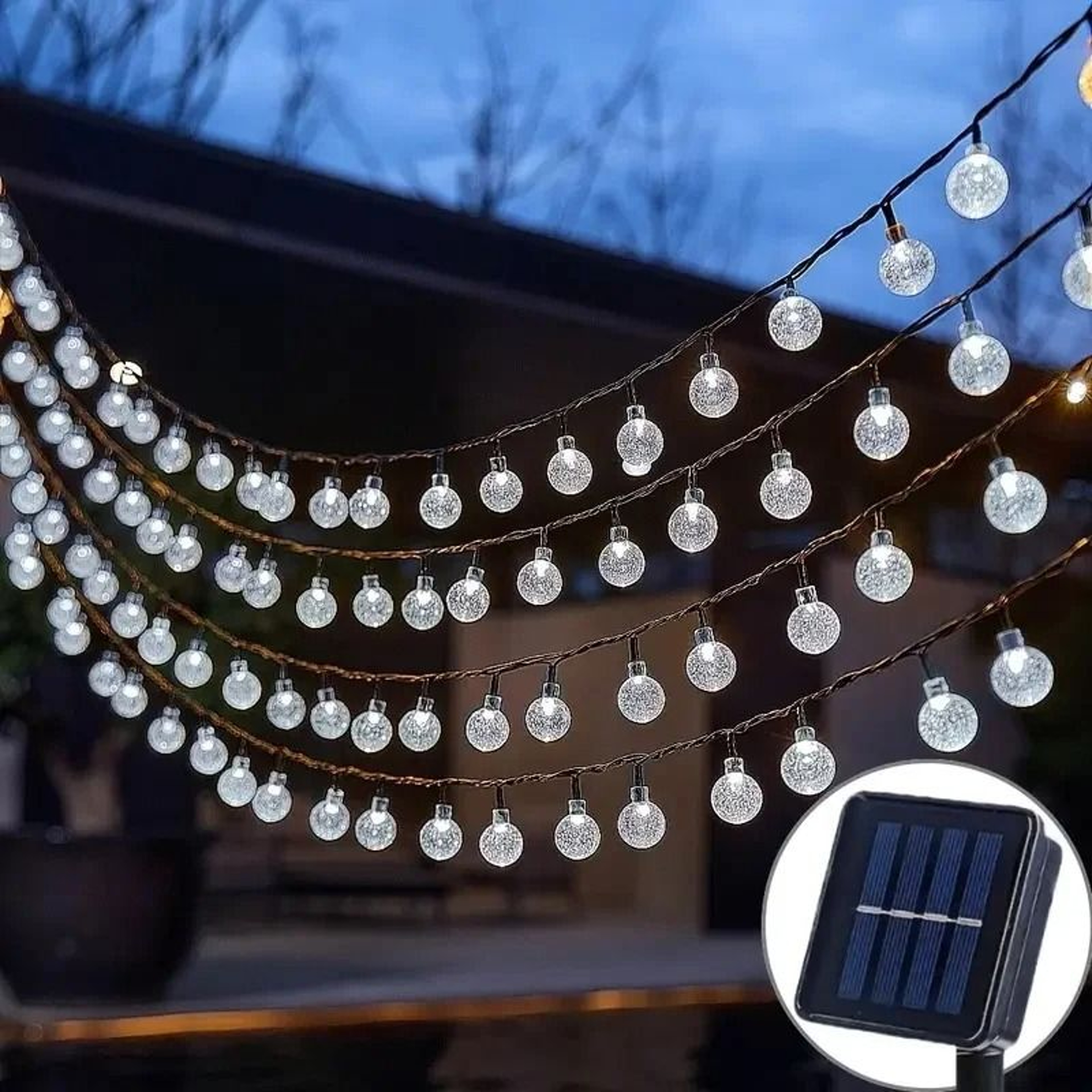 Solar Crystal Bubble Ball String Lights 200 LEDs With 8 Lighting Modes 8