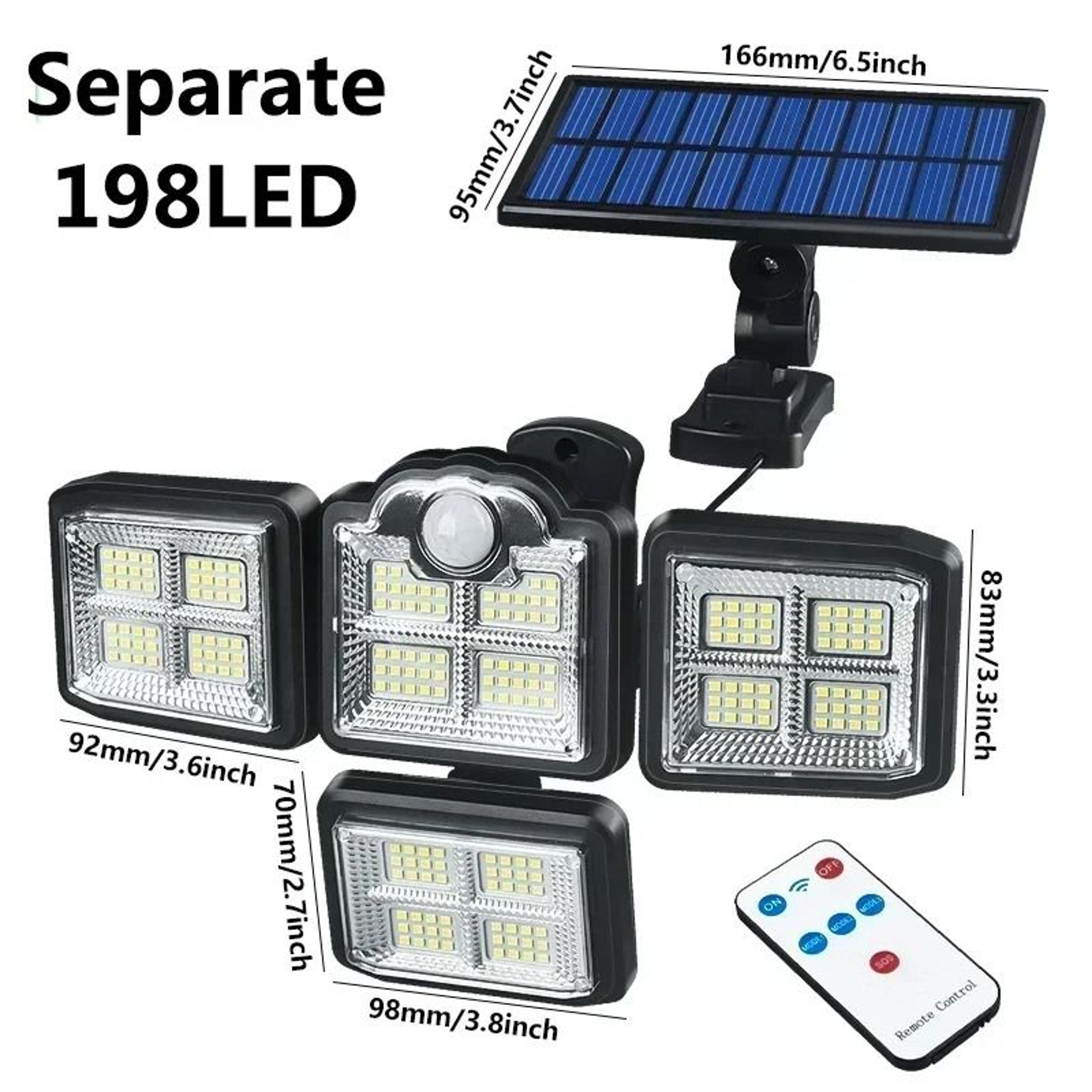 MultiHead Outdoor Solar Motion Sensor Security Wall Lamp IP65 Waterproof 11
