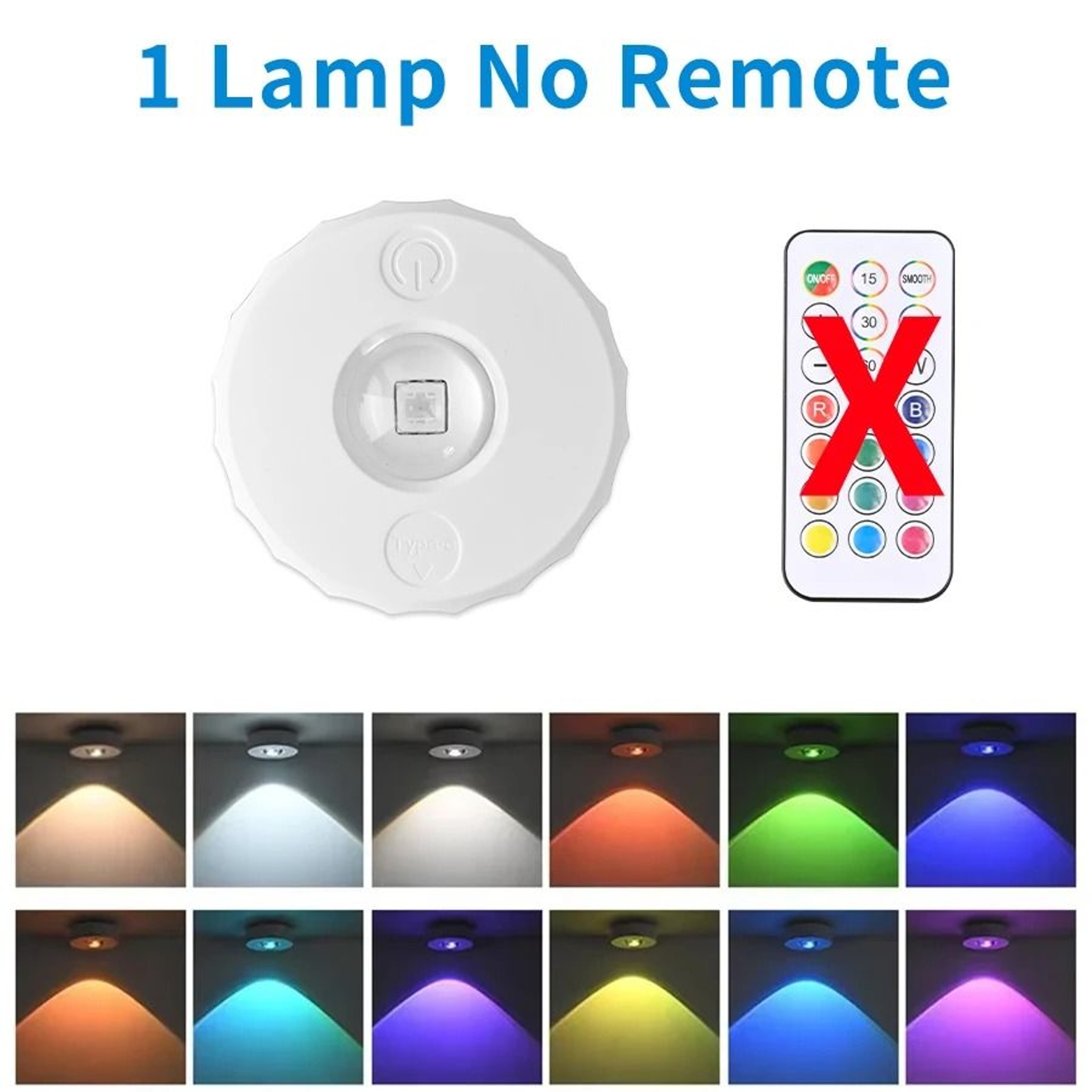 RGB LED Rechargeable Puck Lights With Remote Control For Display  Cabinet 10
