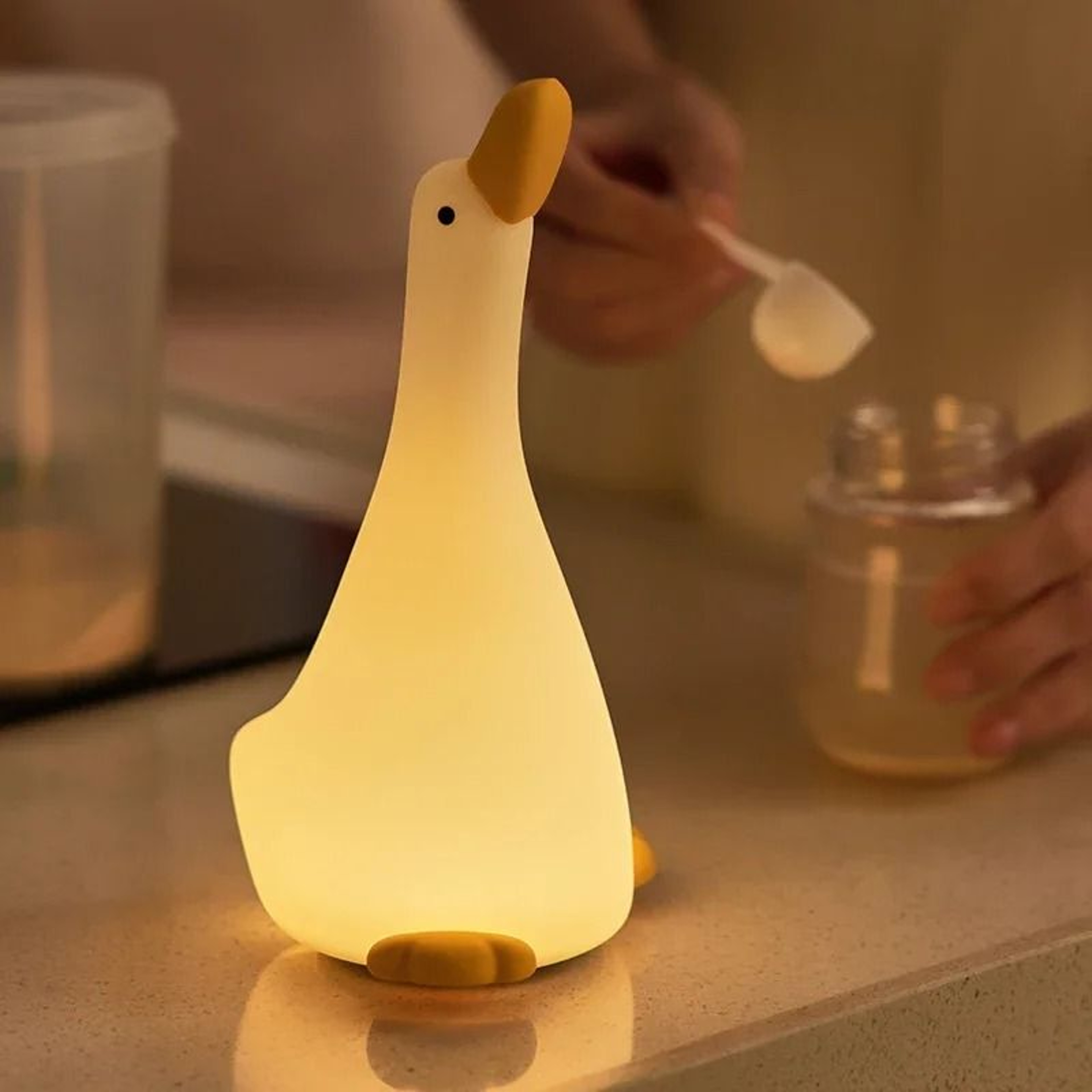 Cute Duck Silicone TouchControl LED Nursery Night Light USB Rechargeable 6