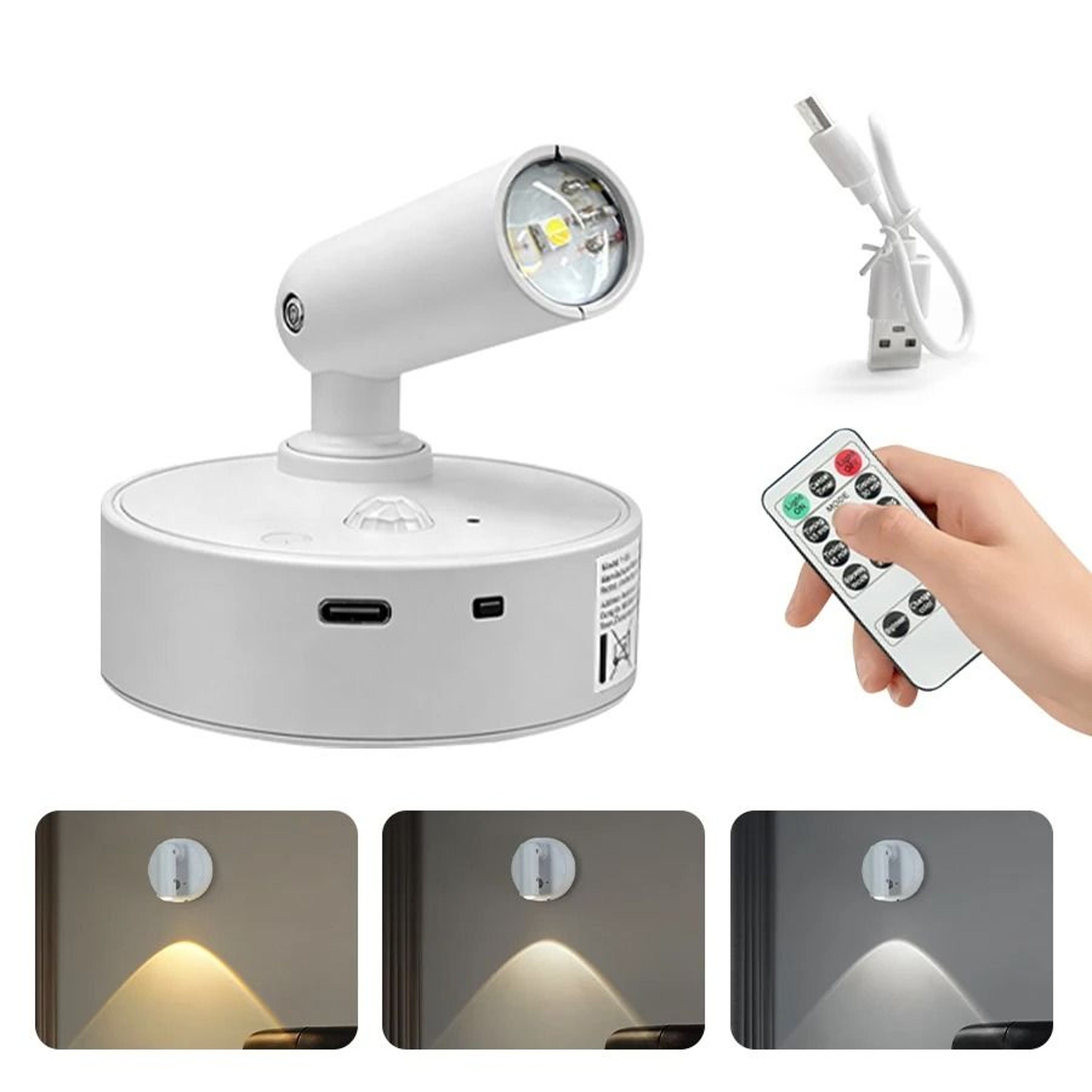 Rechargeable Motion Sensor LED Wall Spotlight With Remote Control Art  Cabinet Light 7
