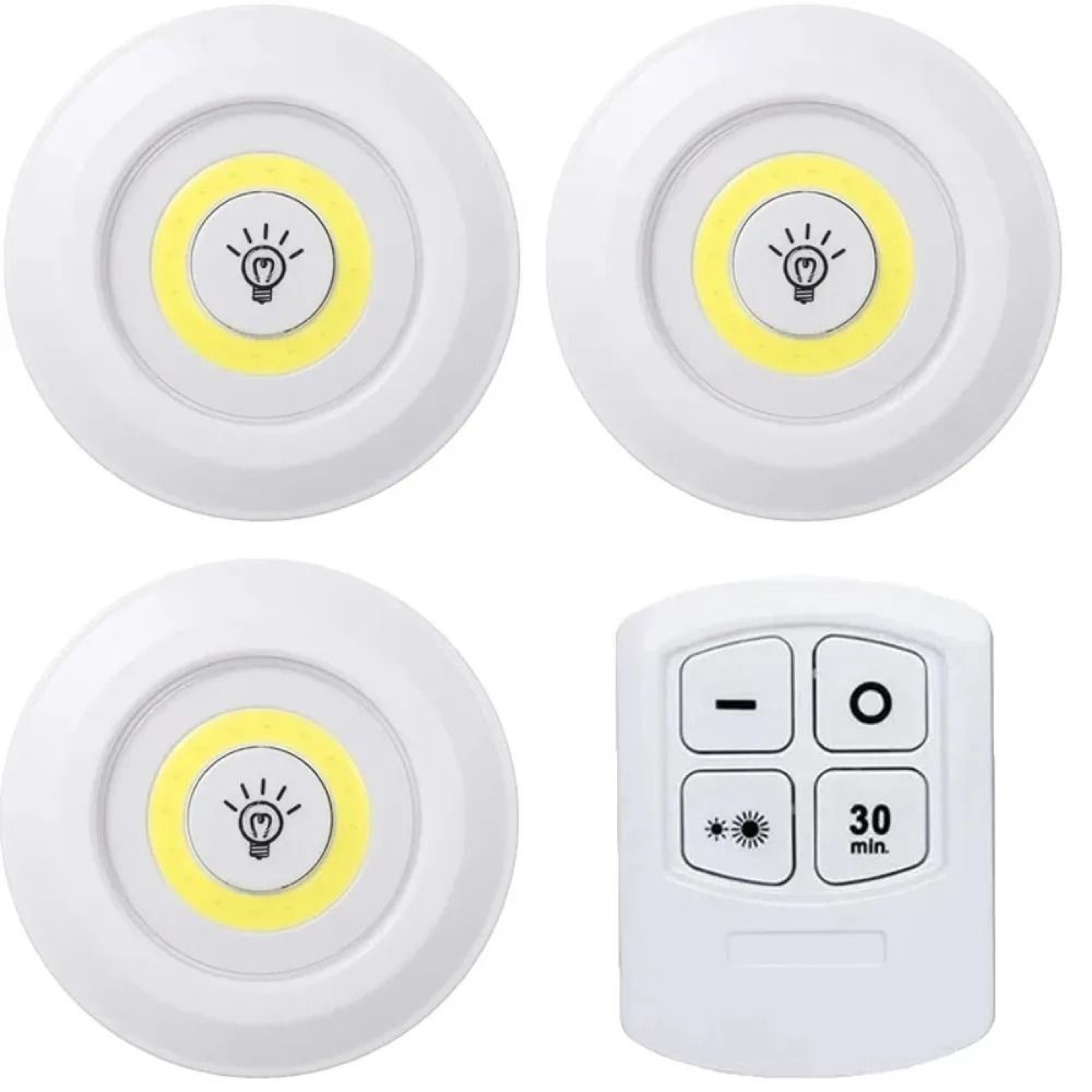 Wireless BatteryOperated LED UnderCabinet Puck Lights With Remote Control 9