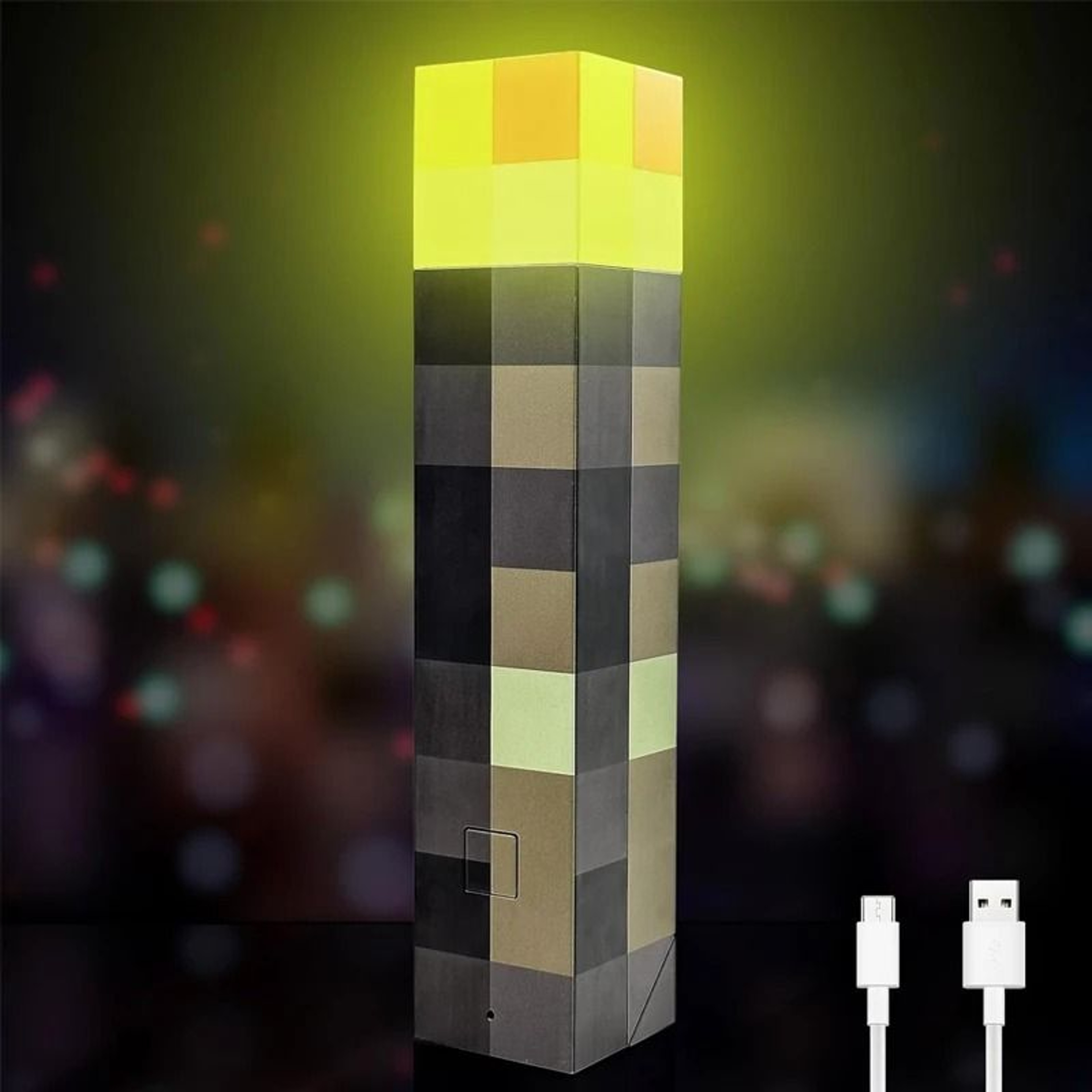MC Game Brownstone Torch LED Night Light USB Rechargeable Bedroom Table  Wall Lamp 6